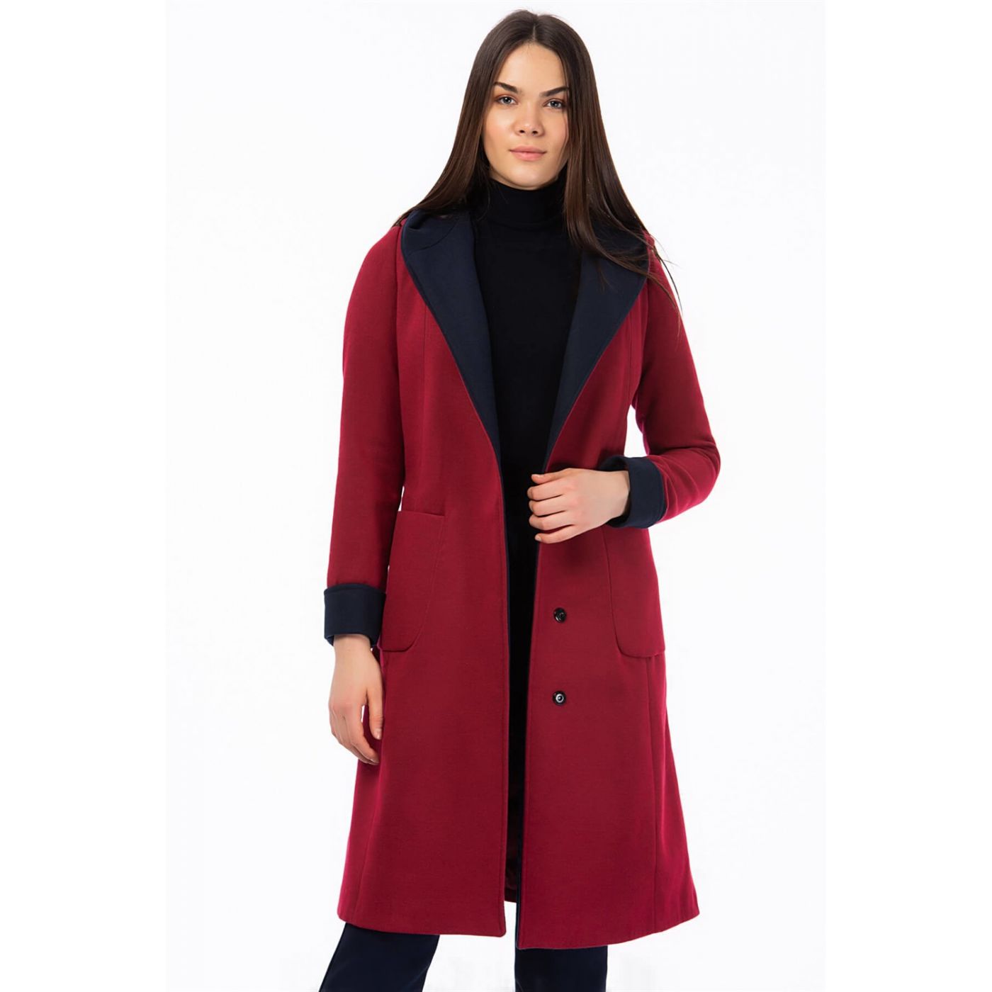 Z6422 DEWBERRY WOMEN's PALTO-BURGUNDY