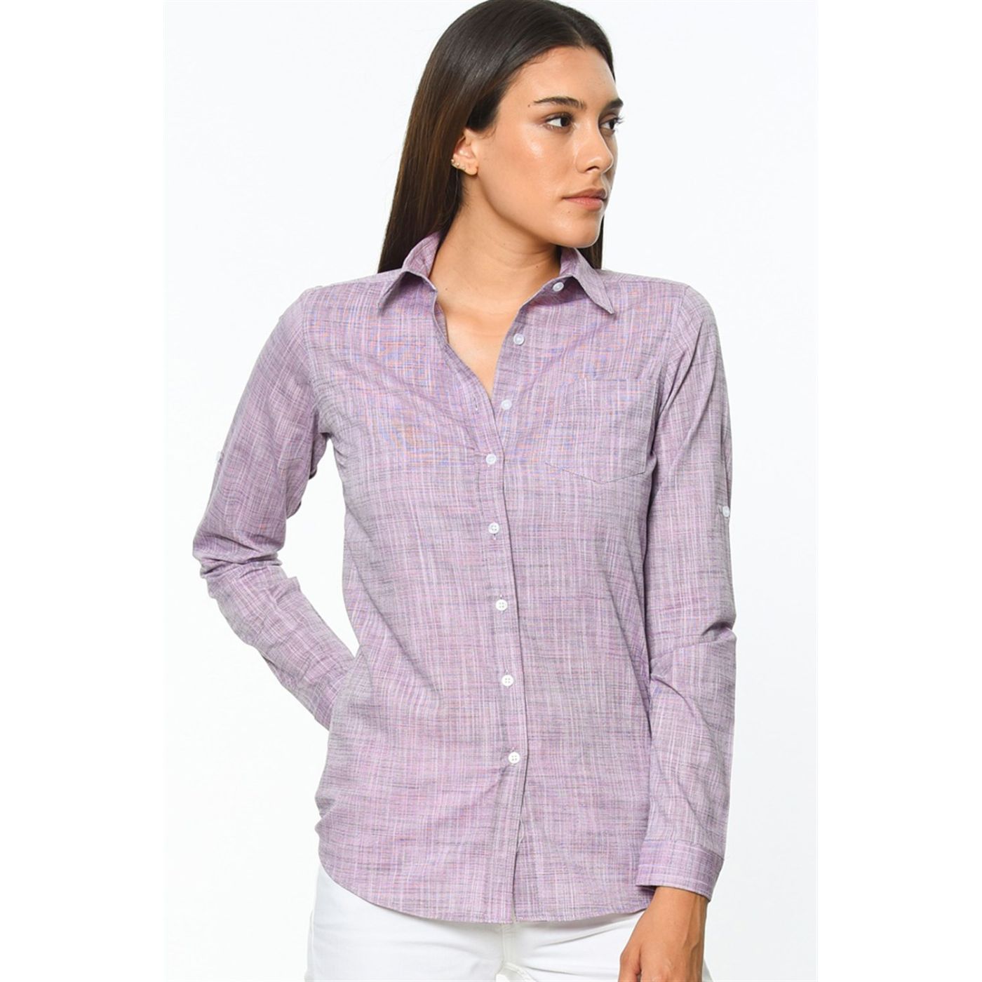 Z6355 DEWBERRY WOMEN'S SHIRT-PINK