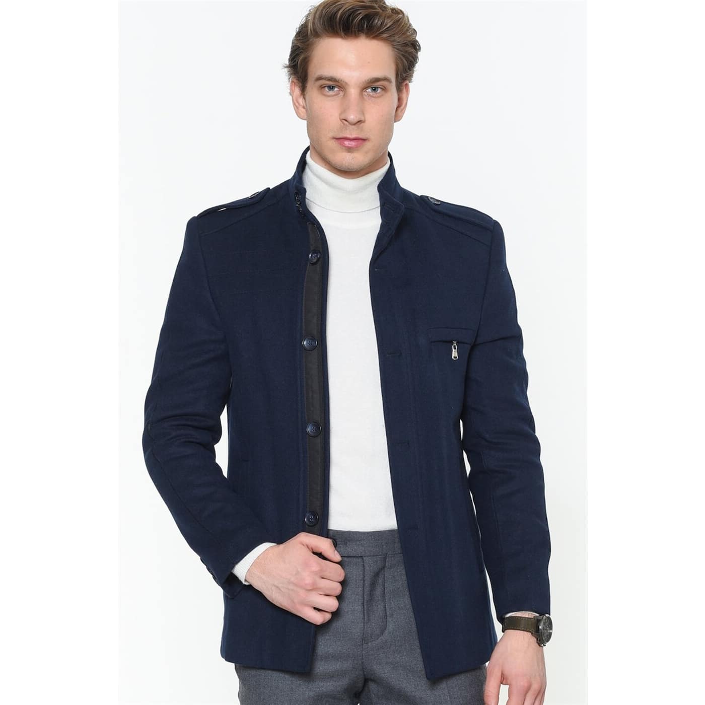 PLT8378 DEWBERRY MEN's COAT-LACİVERT