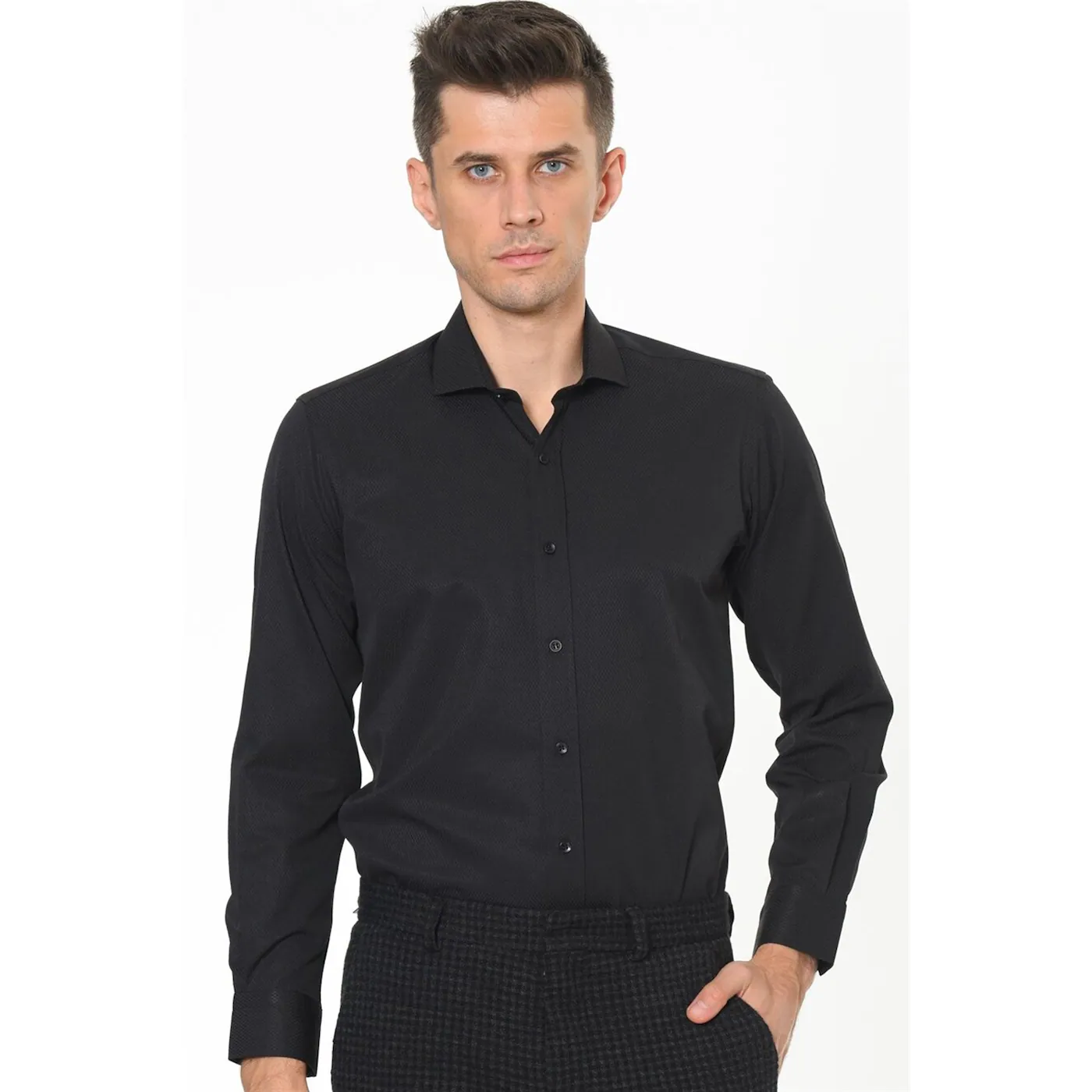 G675 DEWBERRY MEN's SHIRT-BLACK