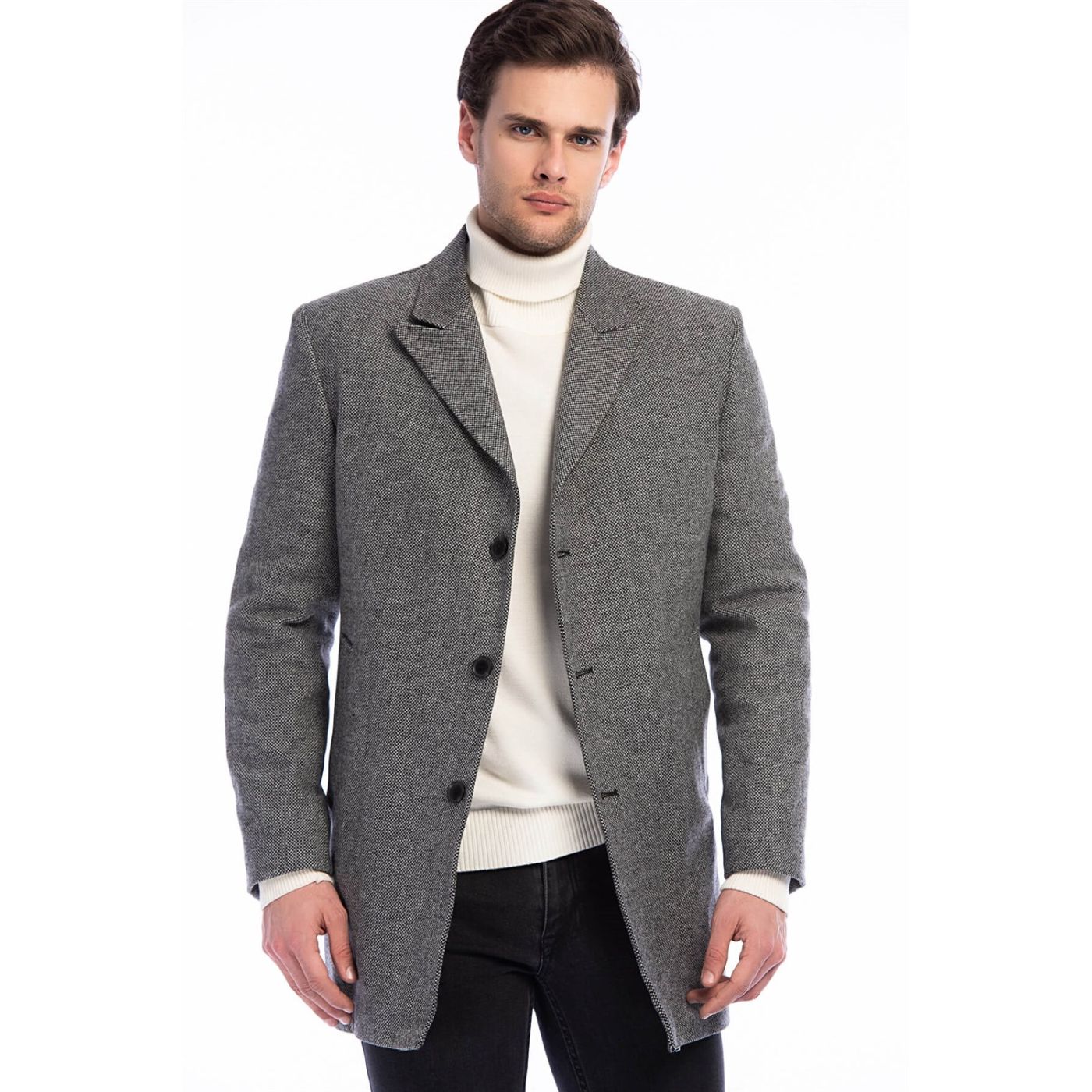 PLT8361 DEWBERRY MEN's COAT-PATTERNED GREY