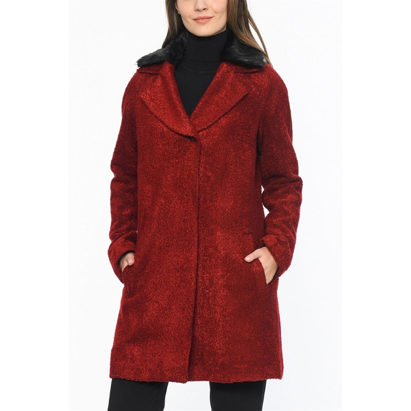 Z6411 DEWBERRY WOMEN KABAN-BURGUNDY