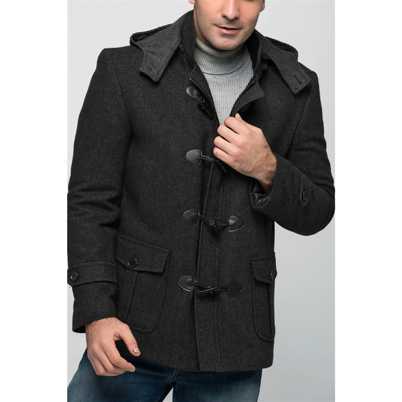 PLT8310 DEWBERRY MEN's COAT-PATTERNED GREY
