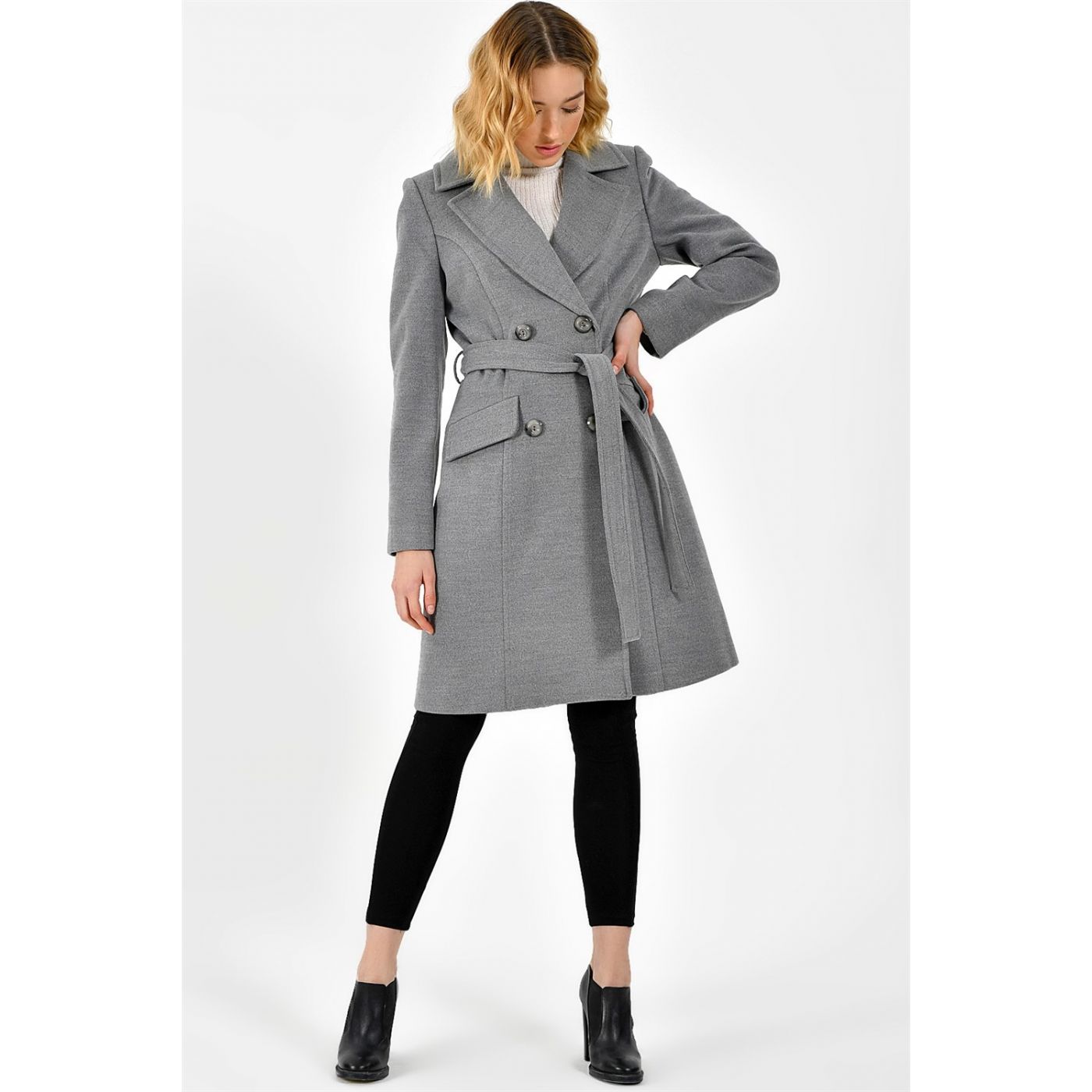 Z6612 DEWBERRY WOMEN KABAN-GRİ