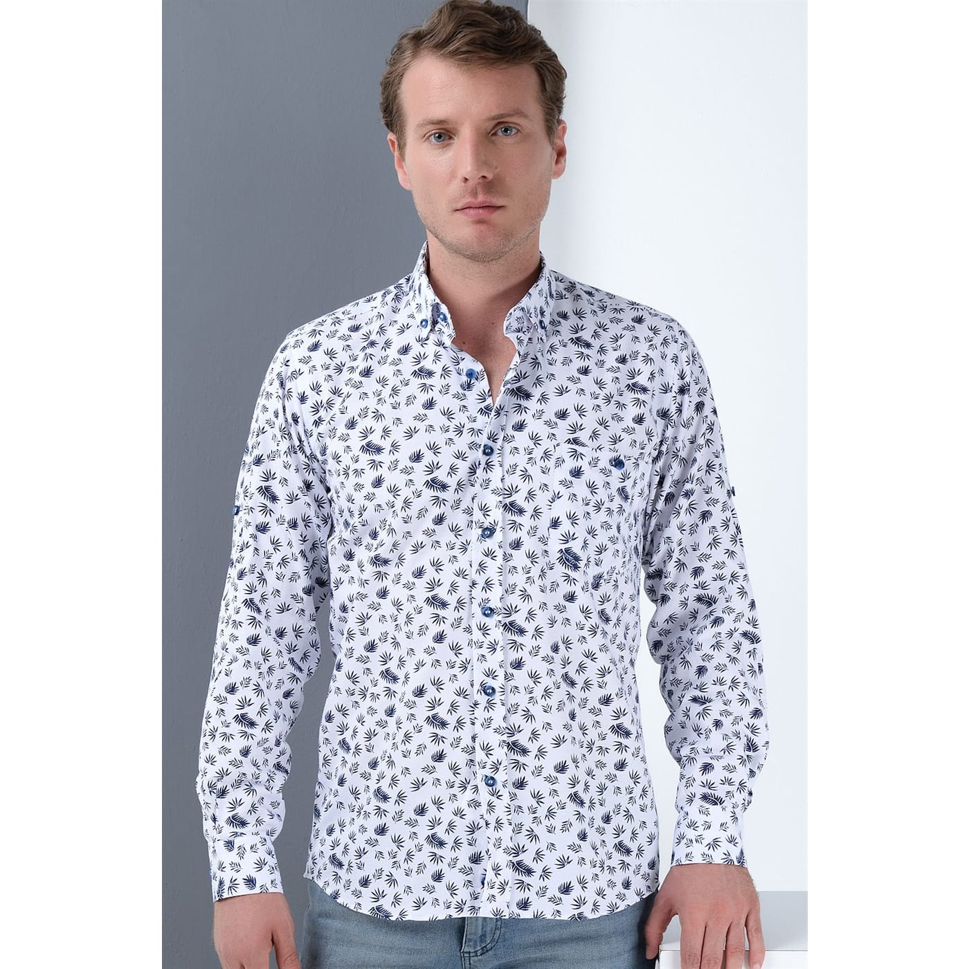 G690 DEWBERRY MEN's SHIRT-WHITE