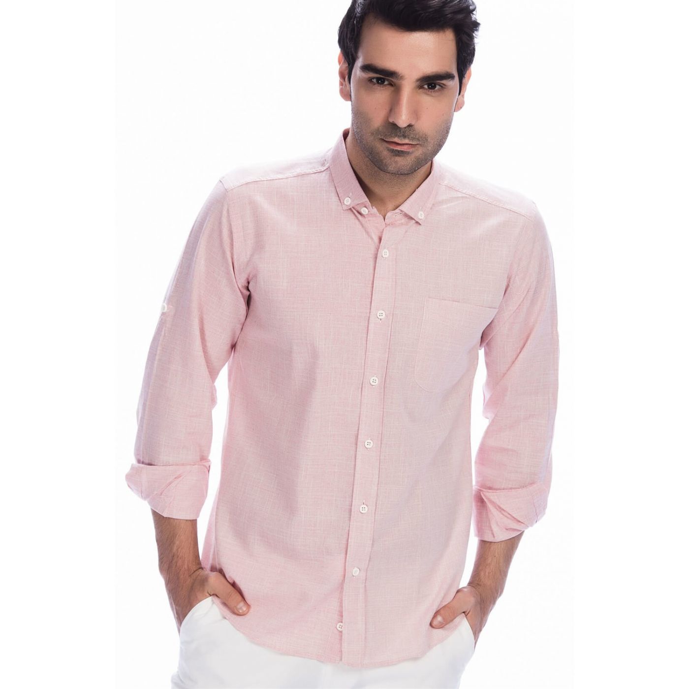 G625 DEWBERRY LINEN SHIRT-RED