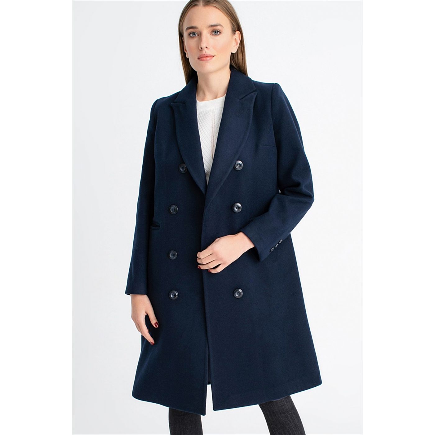 Z6620 DEWBERRY WOMEN's COAT-LACİVERT