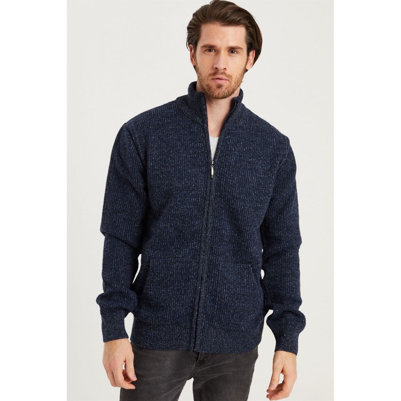 V7406 DEWBERRY ZIP MEN'S SWEATER-NAVY