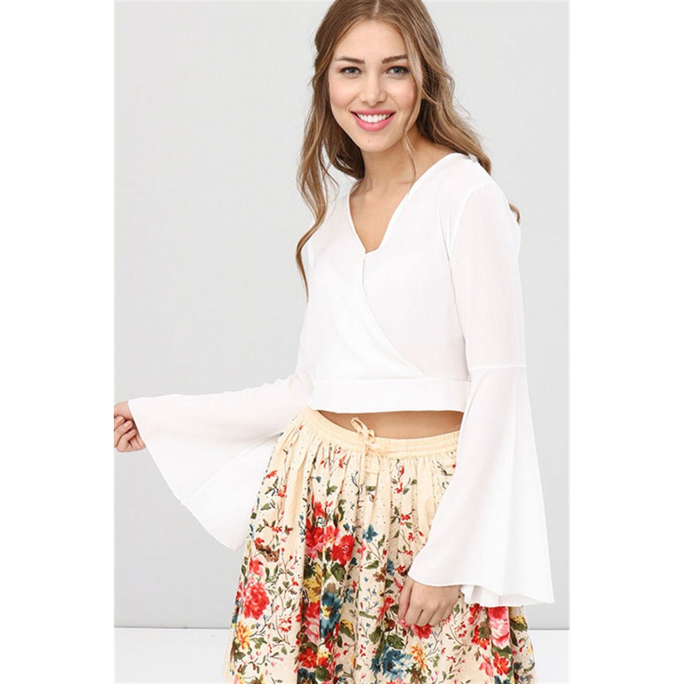 Z6226 DEWBERRY WOMEN's BLOUSE-WHITE