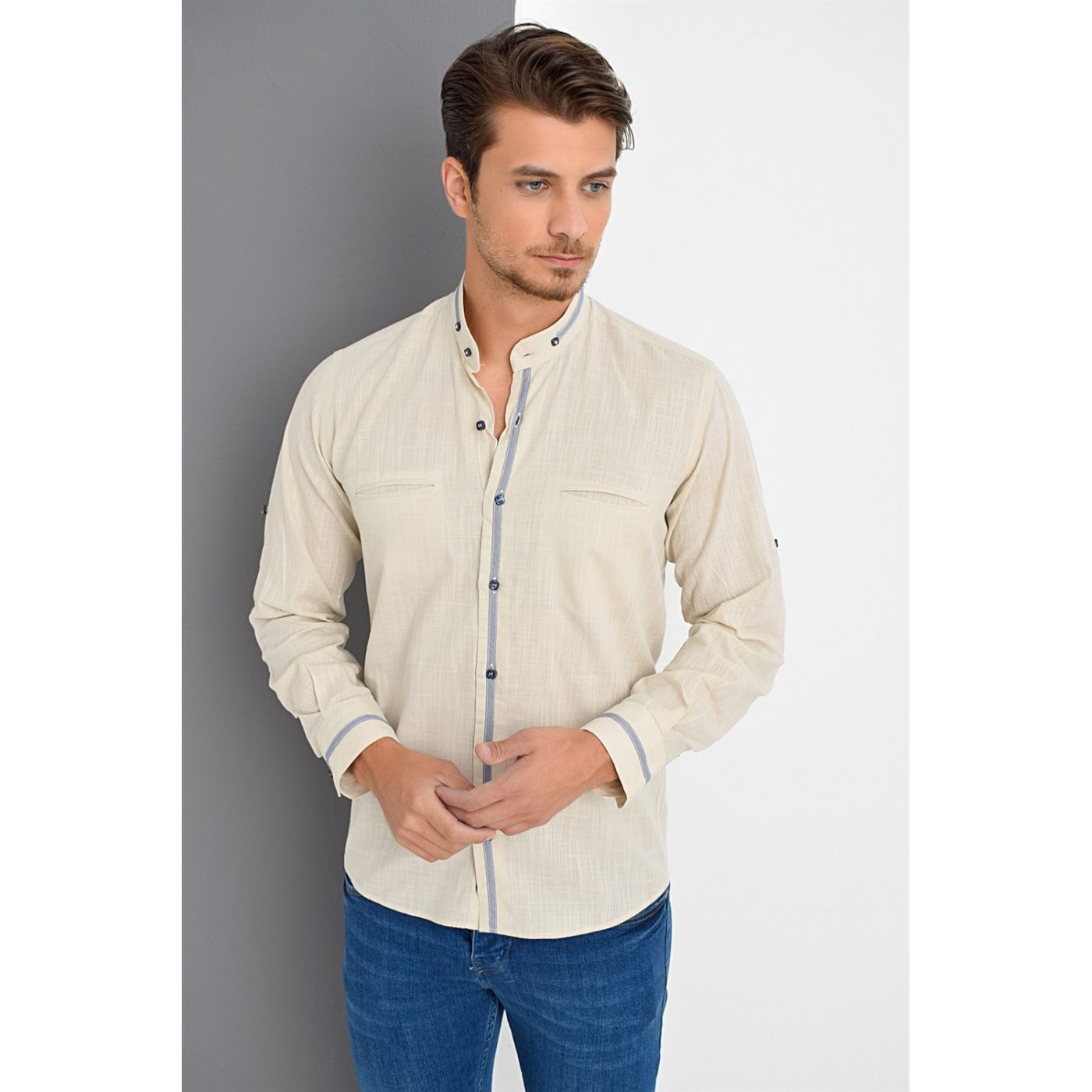 G622 DEWBERRY LINEN SHIRT-BEJ