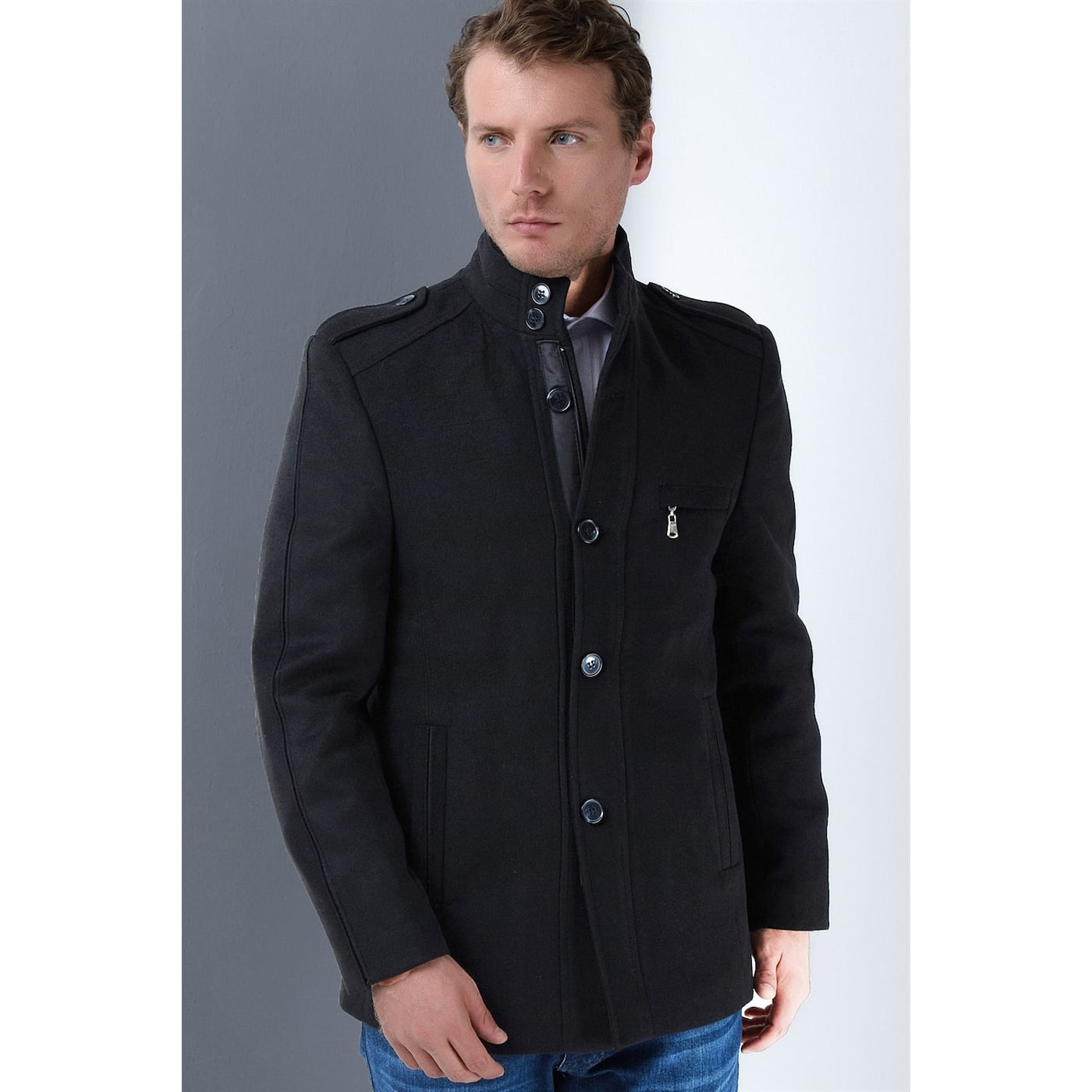 PLT8378 DEWBERRY MEN's COAT-BLACK