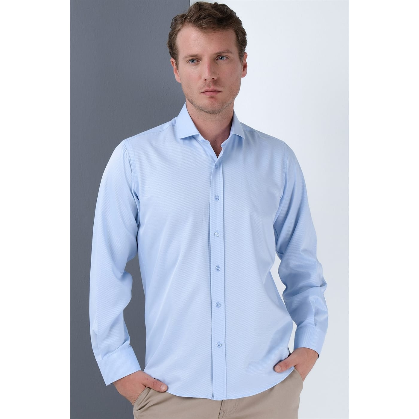 G678 DEWBERRY MEN's SHIRT-BLUE