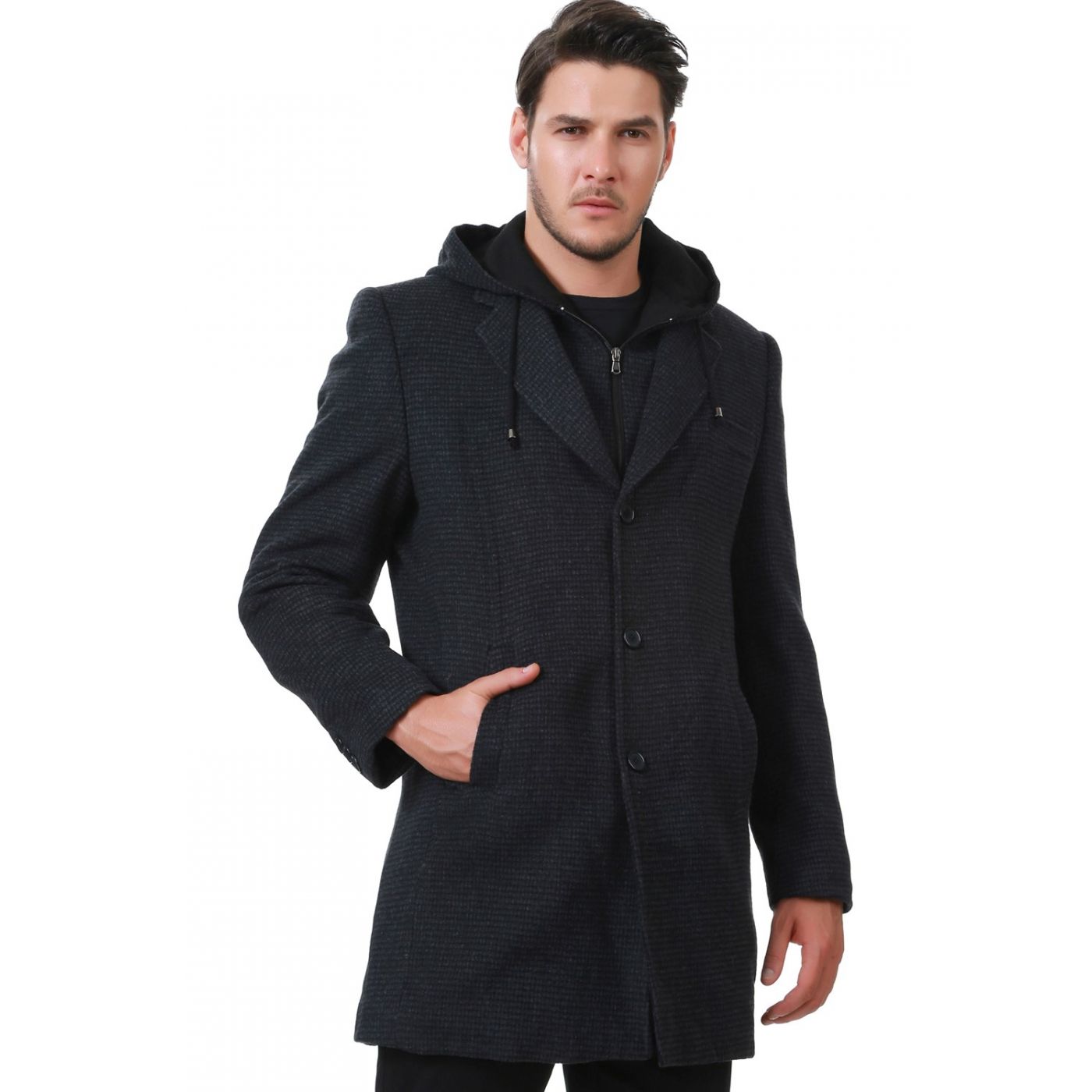 PLT8213 DEWBERRY COAT-PATTERNED LACİVERT