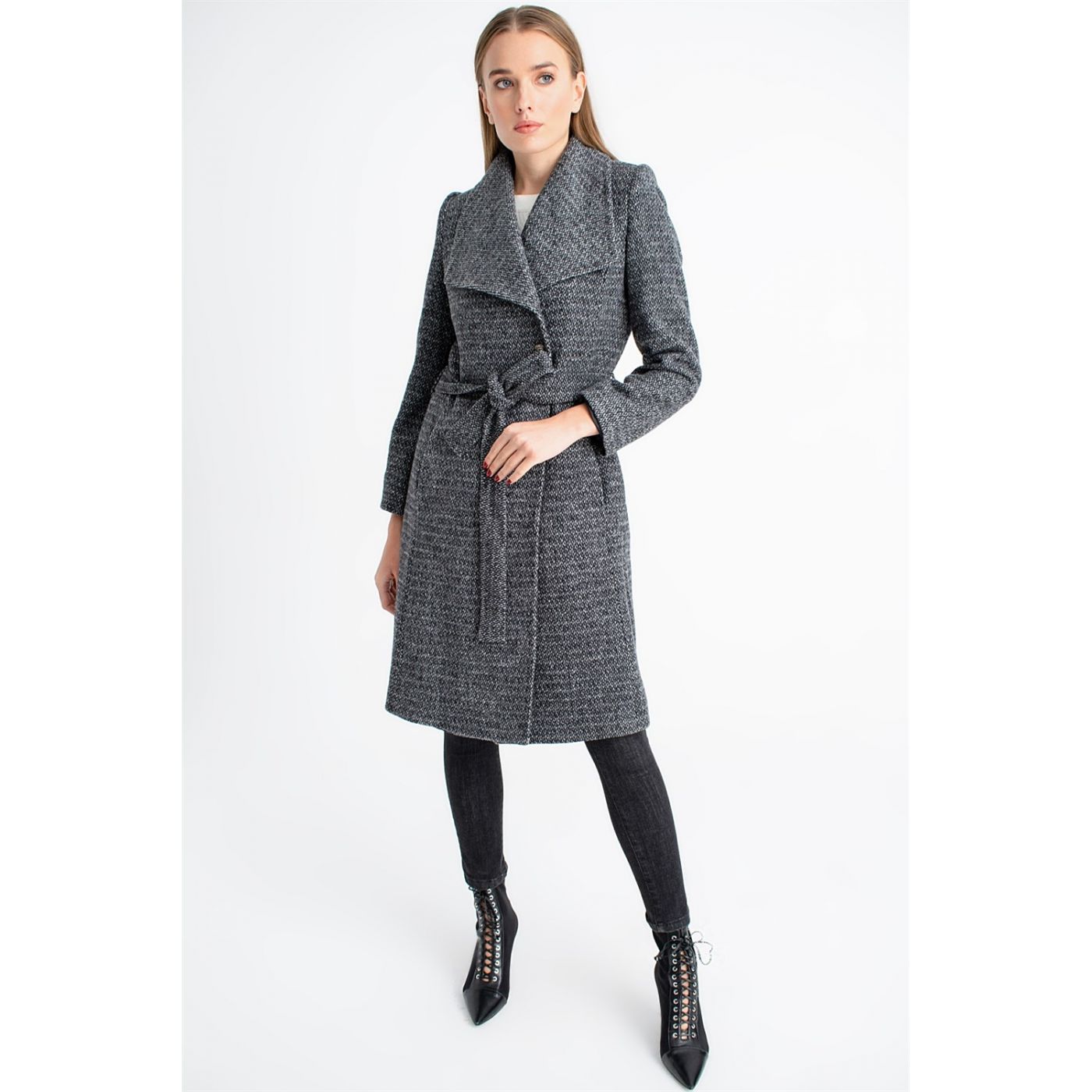 Z6616 DEWBERRY WOMEN KABAN-GRİ