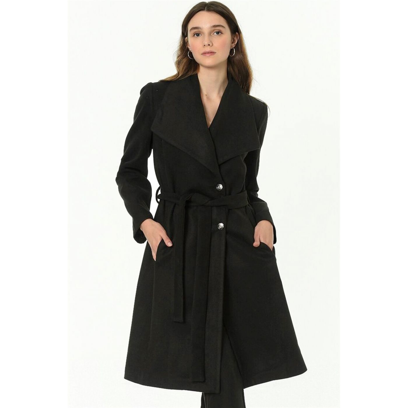 Z6639 DEWBERRY WOMEN's COAT-BLACK