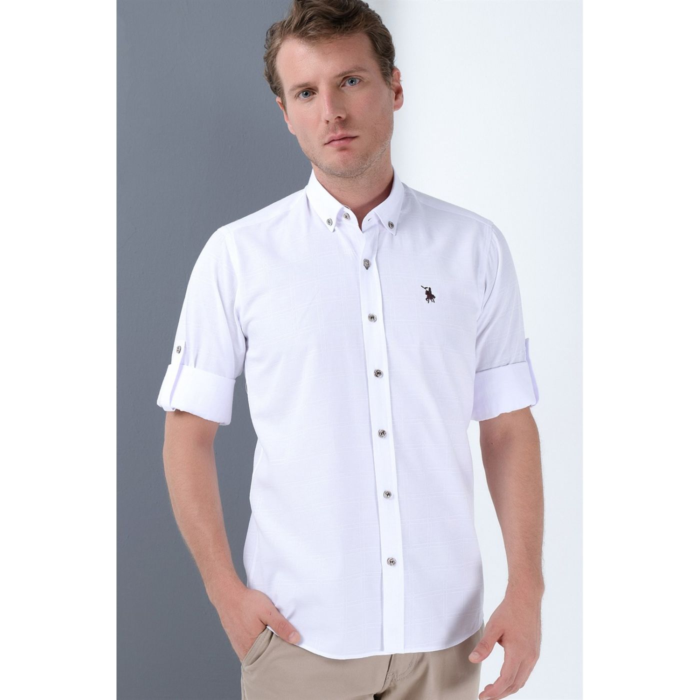 G682 DEWBERRY MEN's SHIRT-WHITE