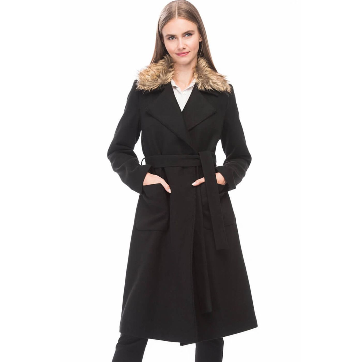 Z6580 DEWBERRY WOMEN's COAT-BLACK