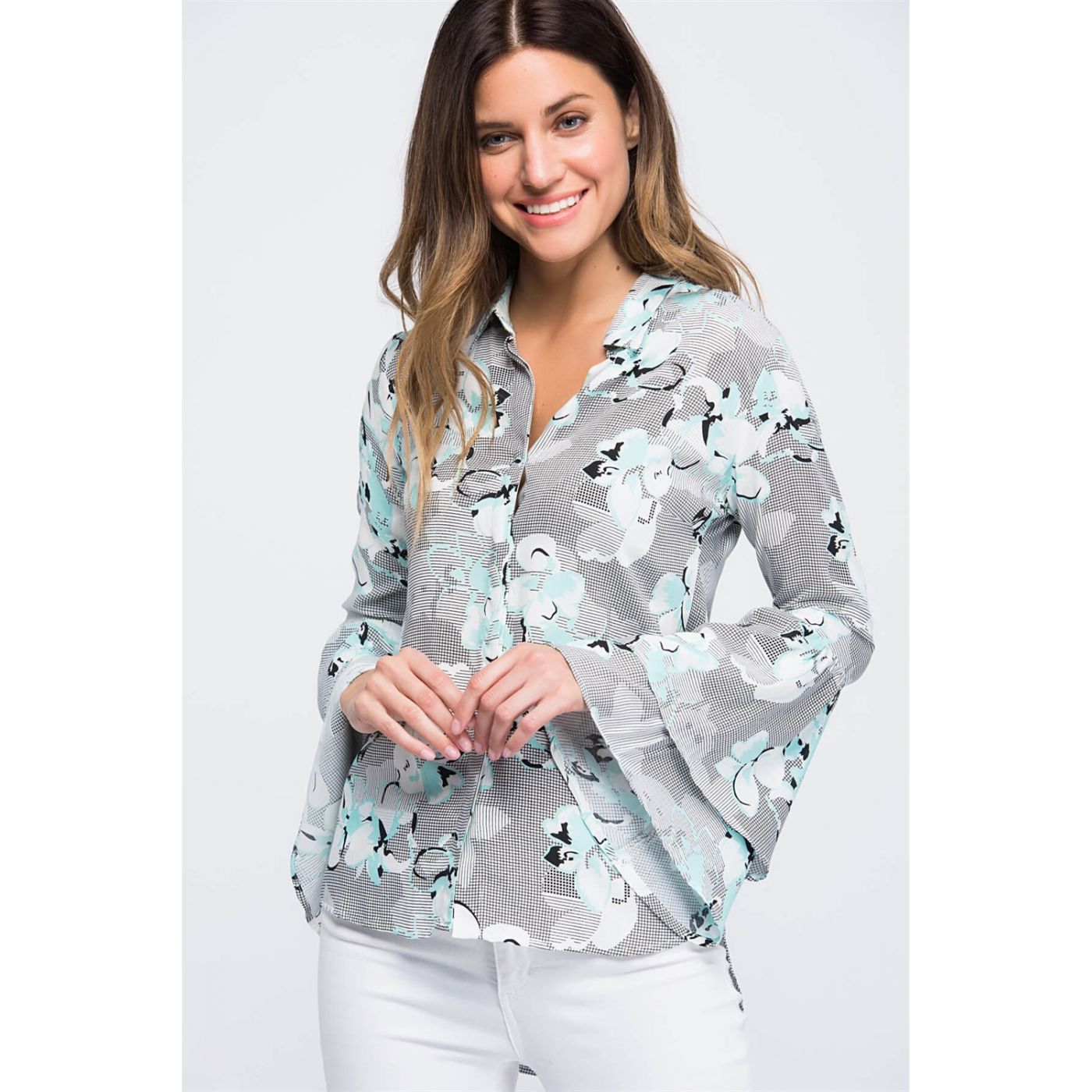Z6216 DEWBERRY WOMEN'S SHIRT-GREEN
