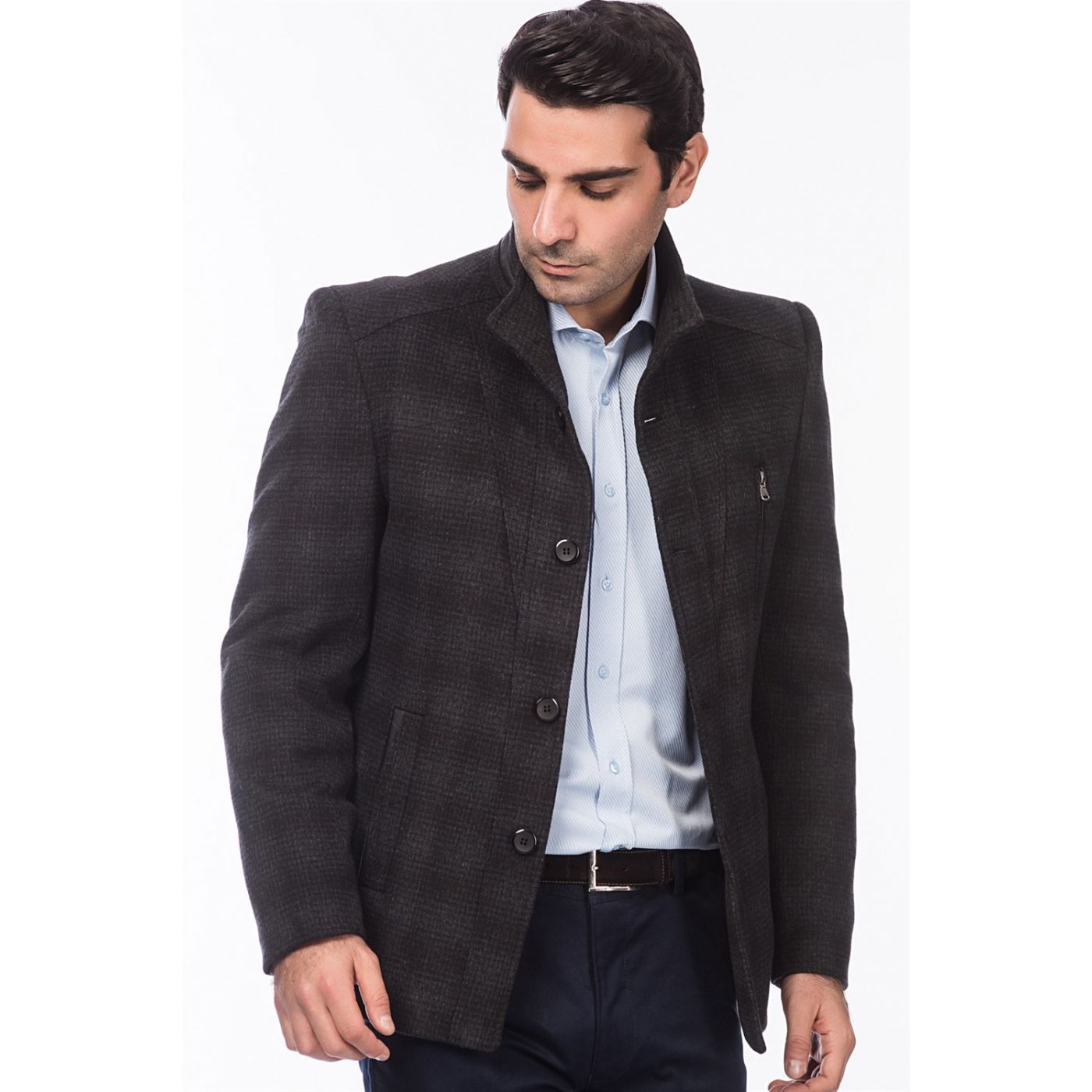 K6203 DEWBERRY COAT-PATTERNED GREY
