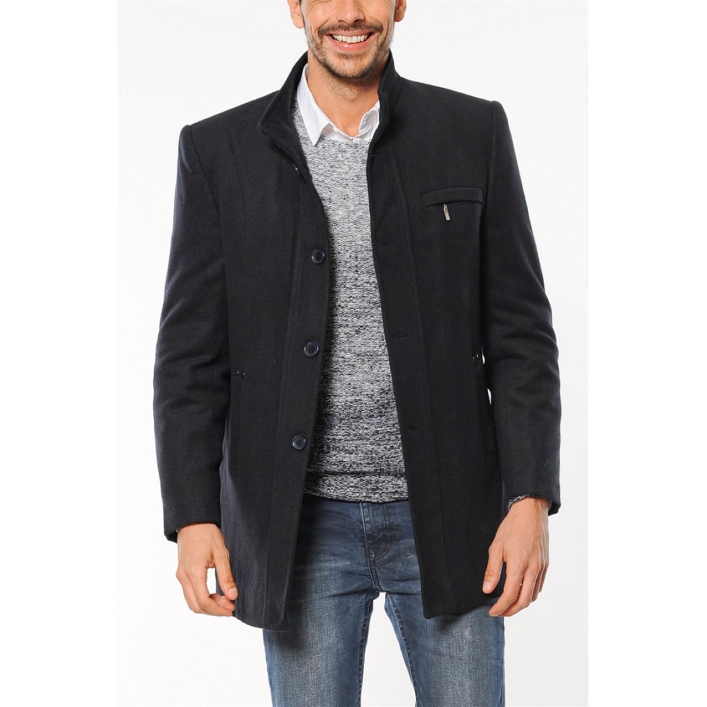 PLT8306 DEWBERRY COAT-DIAGONAL LACİVERT