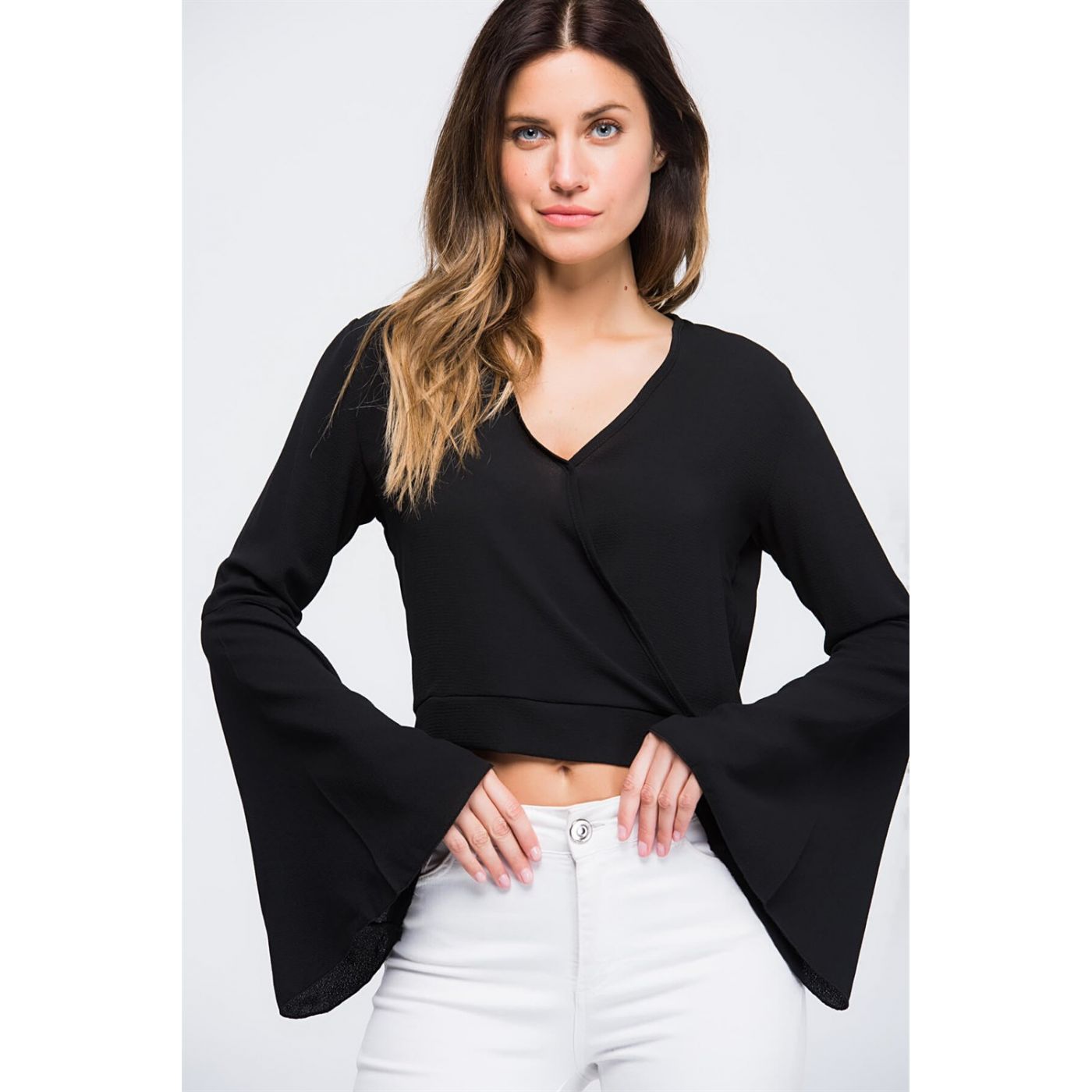 Z6226 DEWBERRY WOMEN's BLOUSE-BLACK