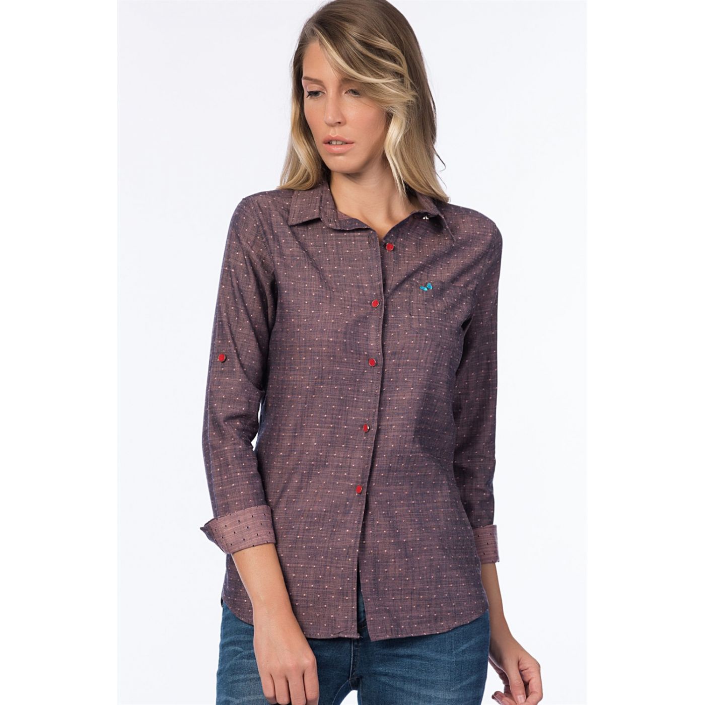 Z6346 DEWBERRY WOMEN's SHIRT-RED