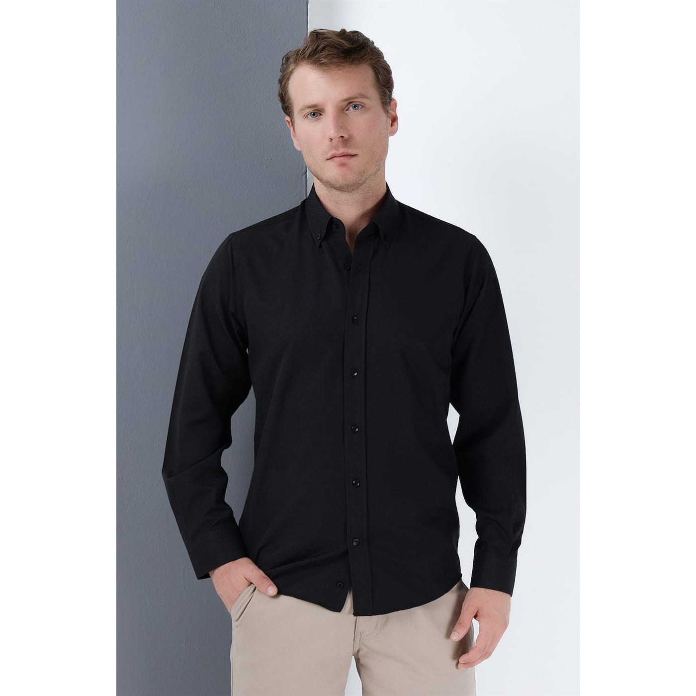 G679 DEWBERRY MEN's SHIRT-BLACK