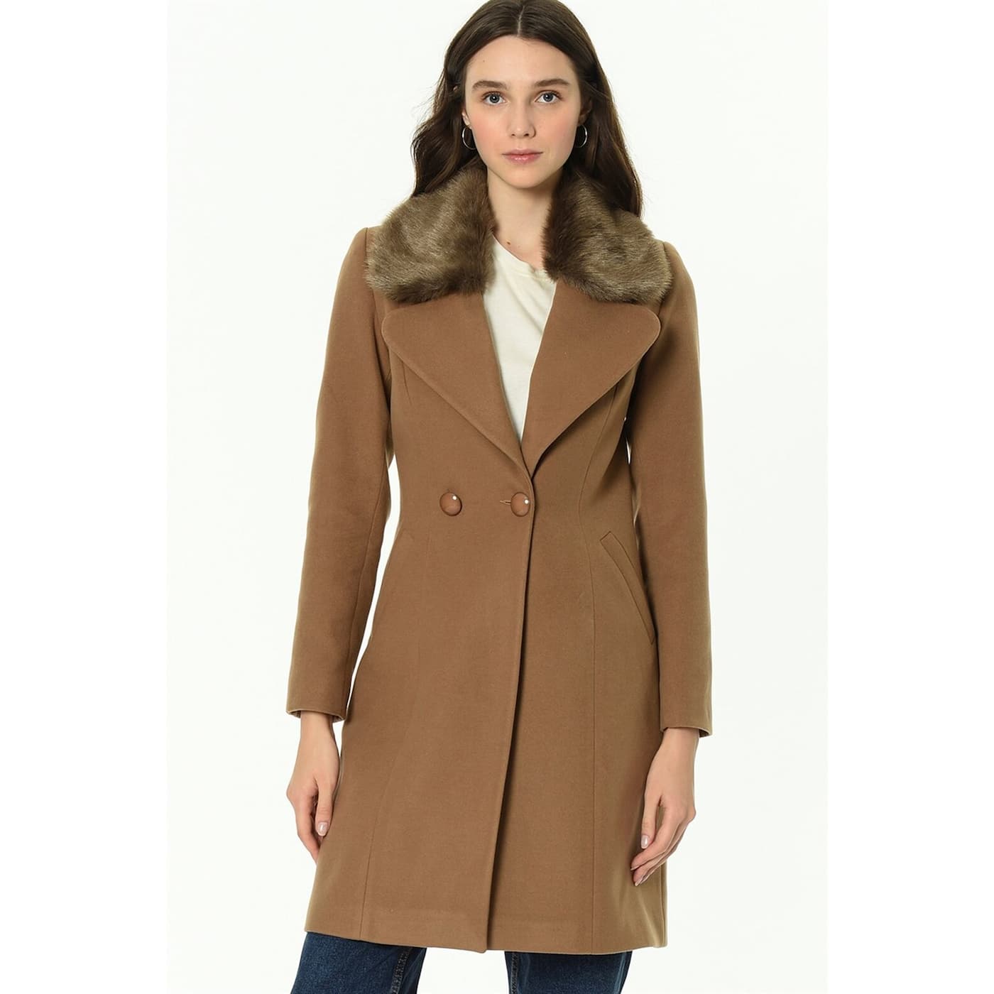 Z6643 DEWBERRY WOMEN KABAN-CAMEL