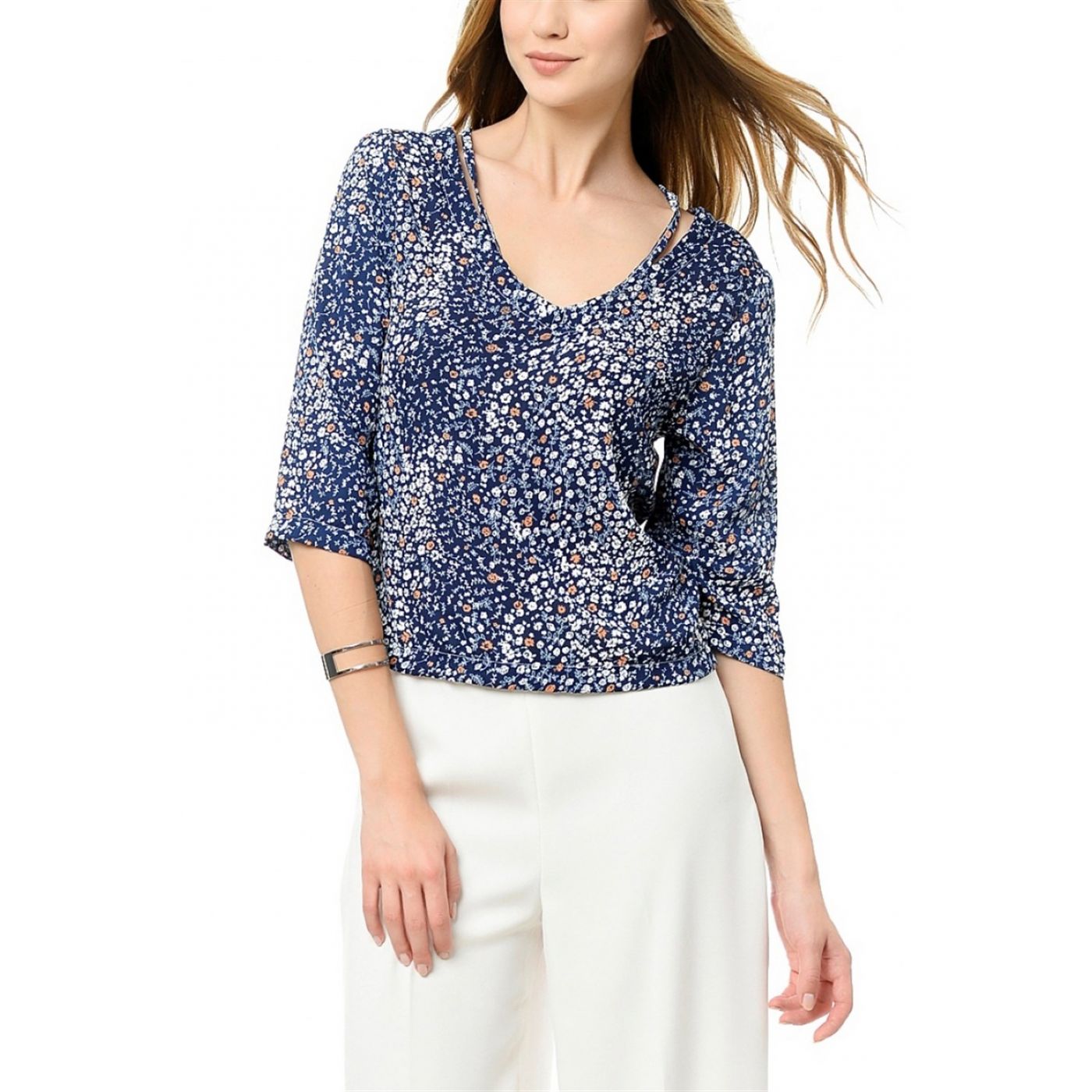 Z6094 DEWBERRY WOMEN's BLOUSE-LACİVERT-1