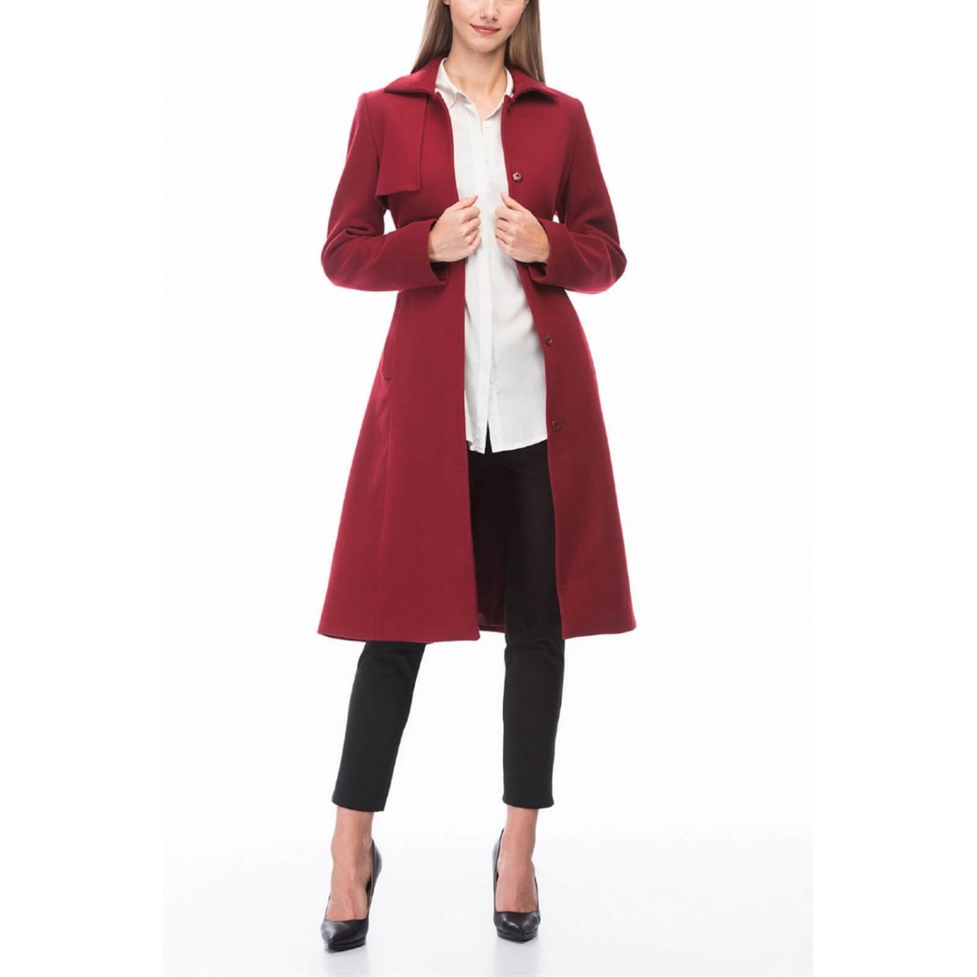Z6570 DEWBERRY WOMEN's PALTO-BURGUNDY