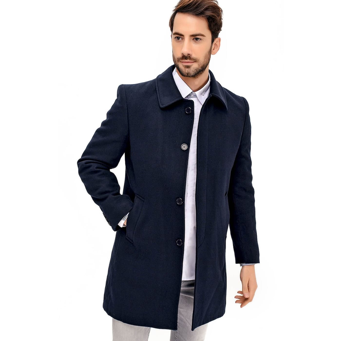 PLT8365 DEWBERRY MEN's COAT-LACİVERT
