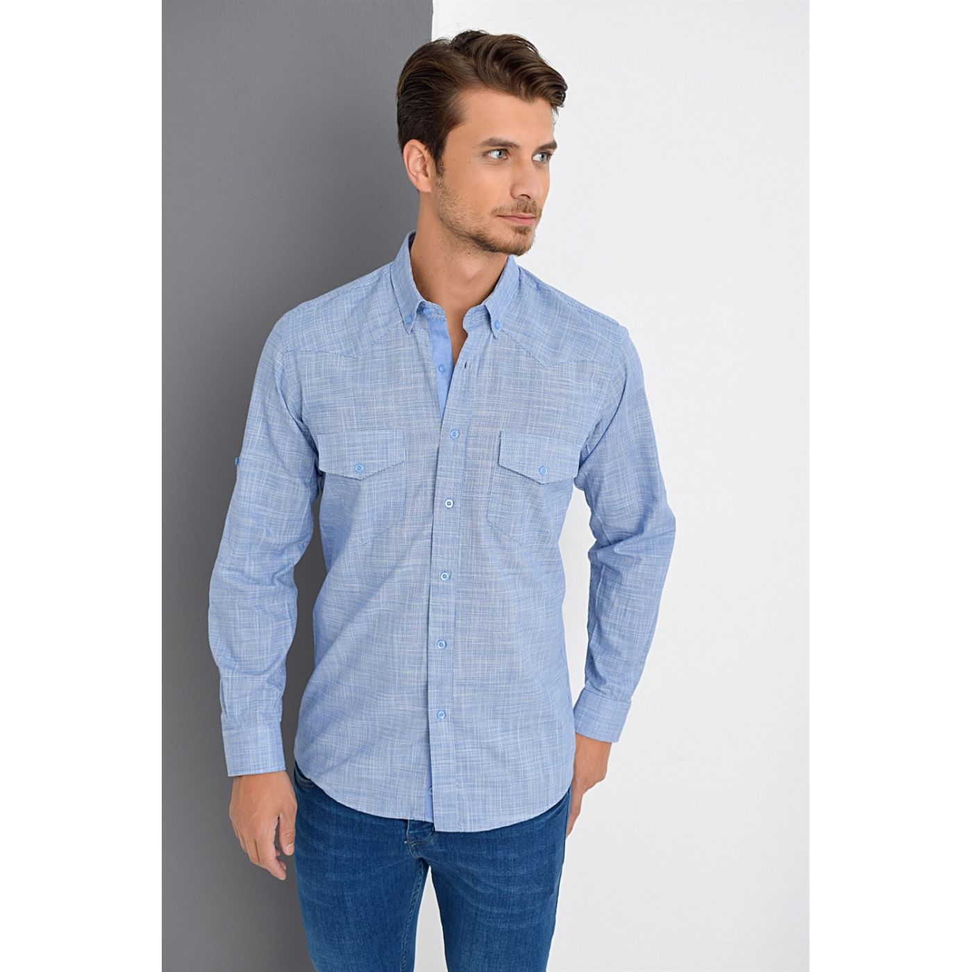G647 DEWBERRY MEN's SHIRT-INDIGO