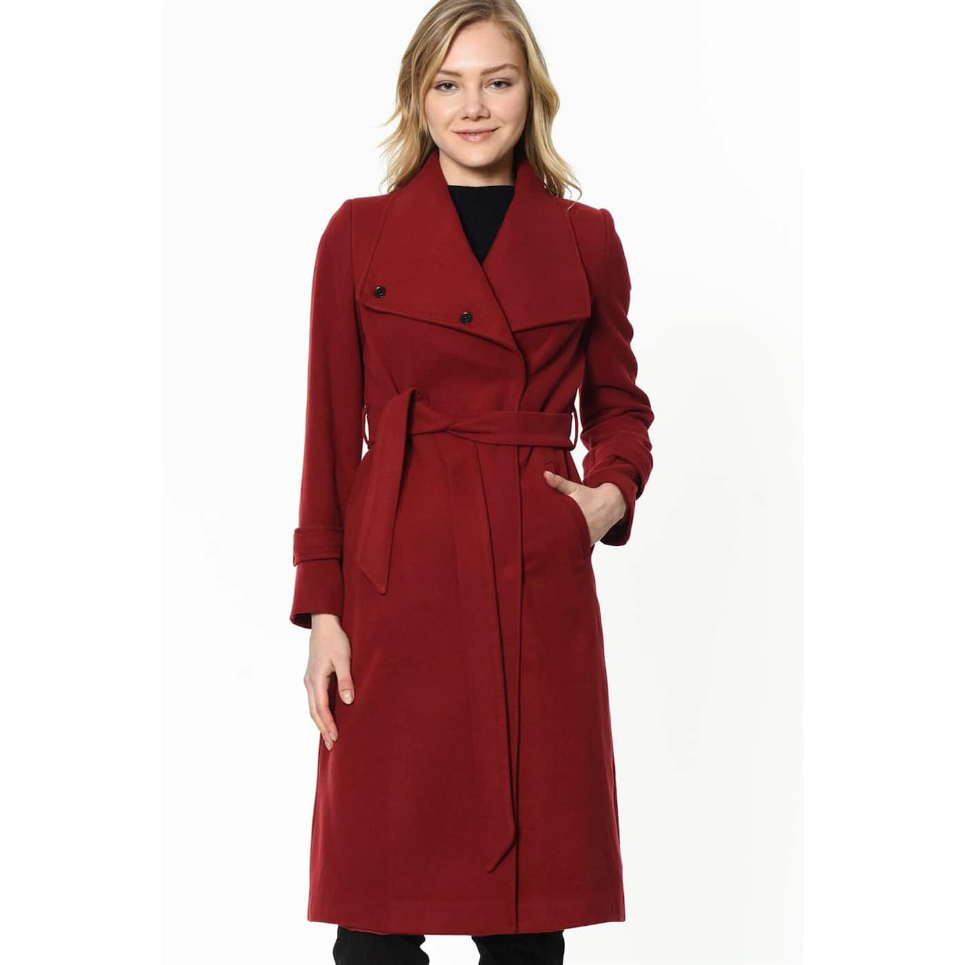 Z6645 DEWBERRY WOMEN'S COAT-BURGUNDY