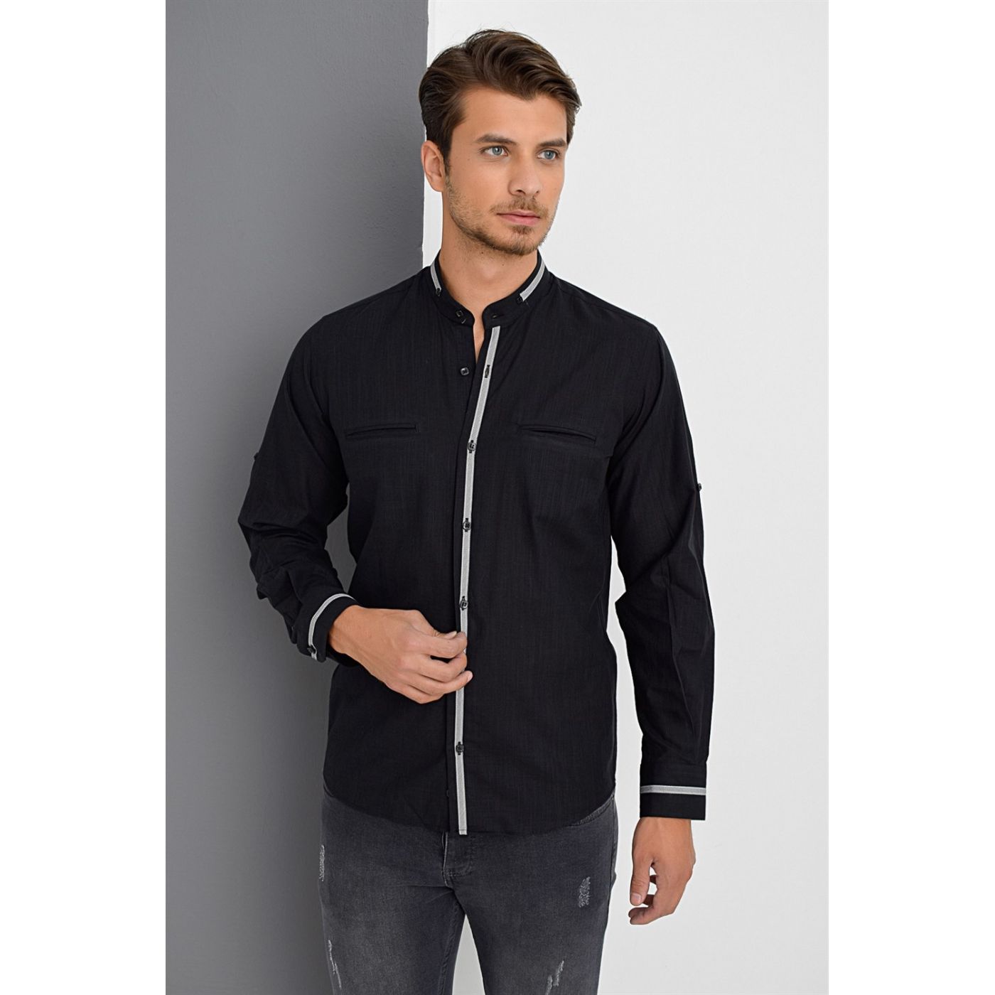 G622 DEWBERRY LINEN SHIRT-BLACK