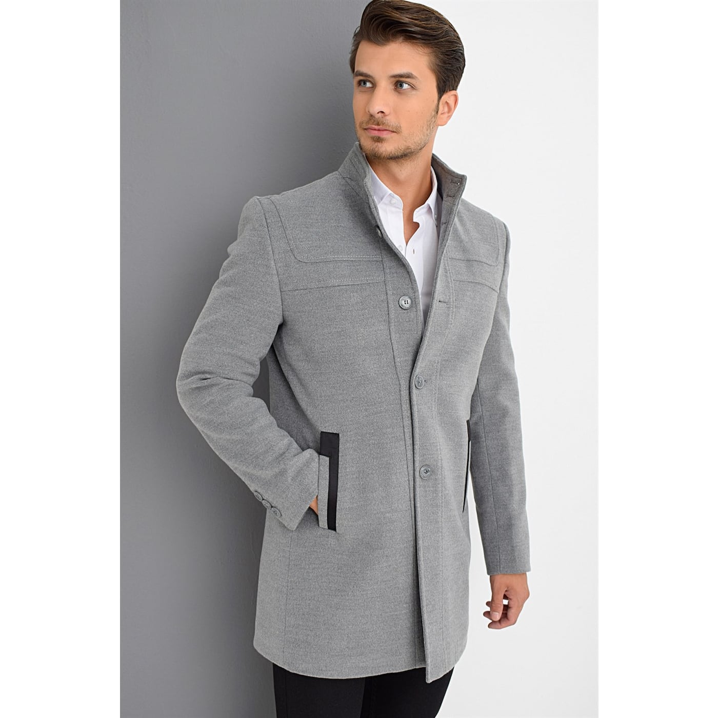 PLT8387 DEWBERRY MEN's COAT-GREY