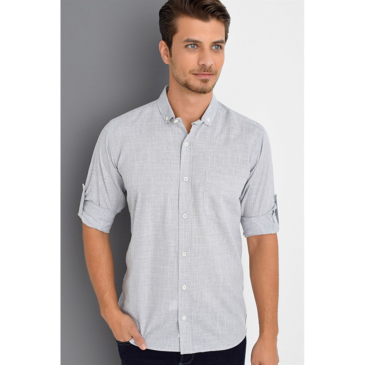 G625 DEWBERRY LINEN SHIRT-LACİVERT