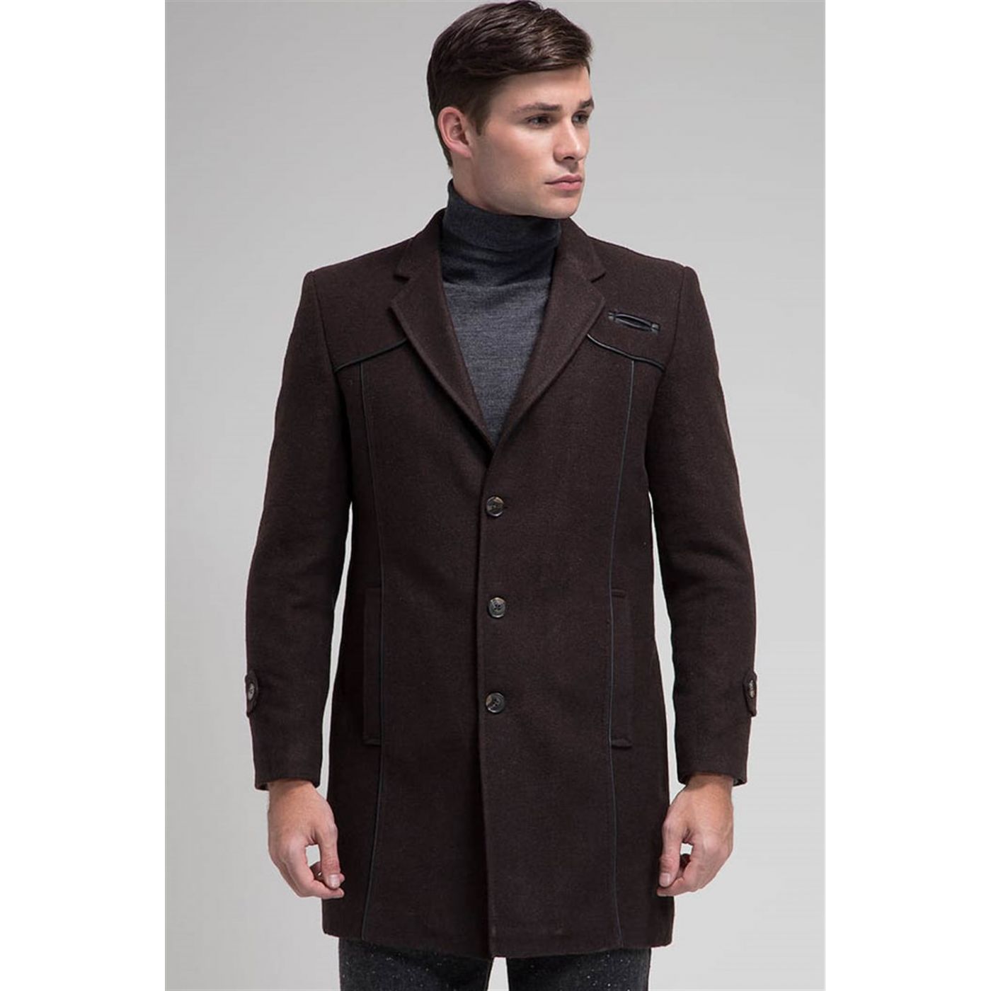 PLT7640 DEWBERRY COAT-DIAGONAL COFFEE