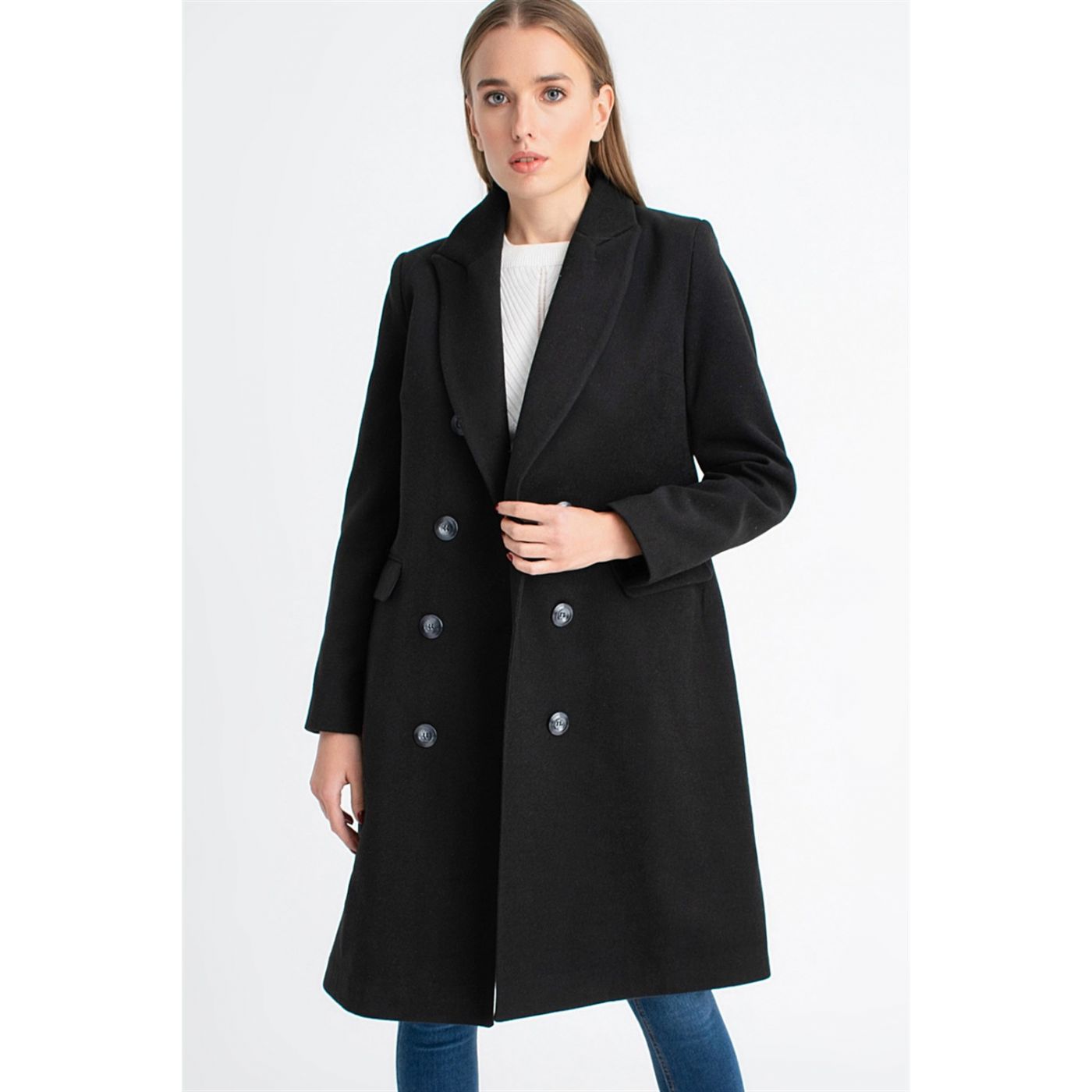 Z6620 DEWBERRY WOMEN's COAT-BLACK