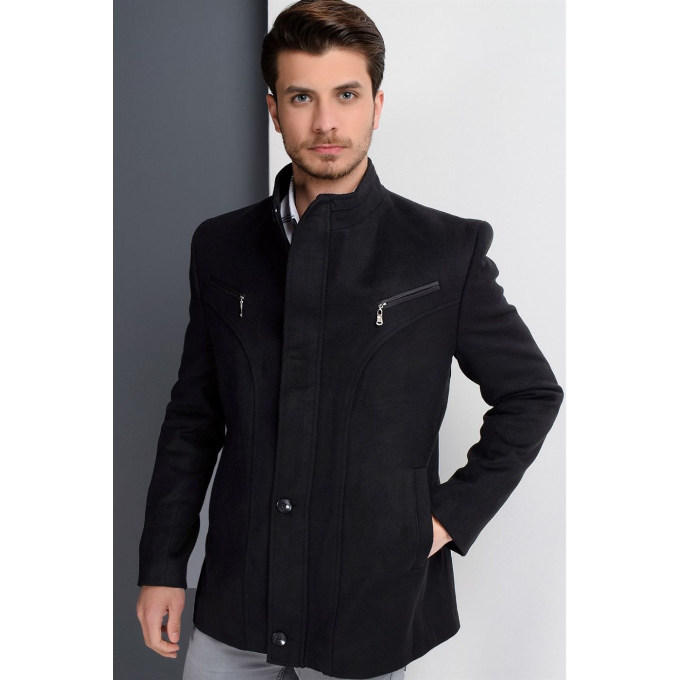 K7133 DEWBERRY MEN's COAT-BLACK