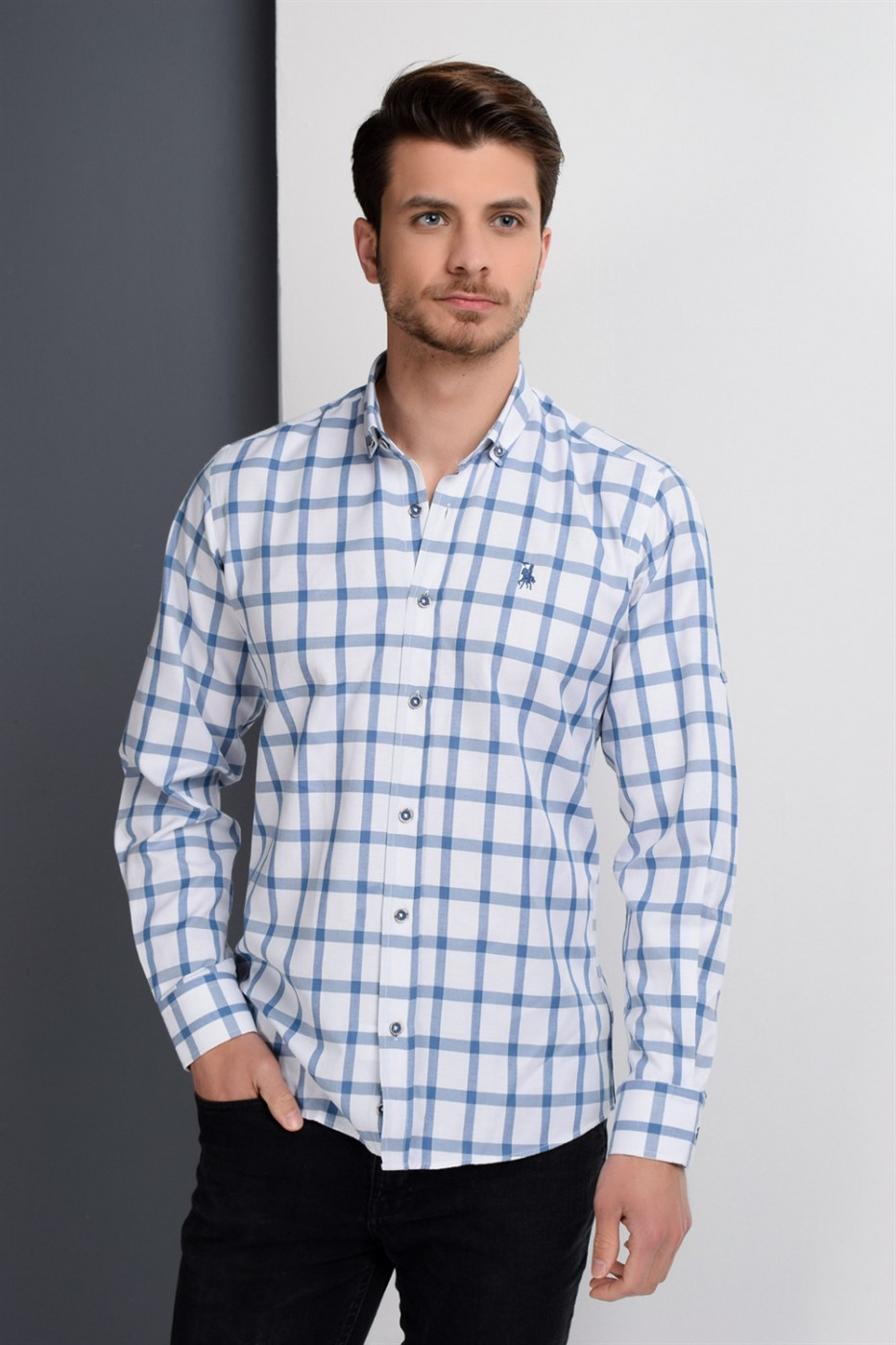 G649 DEWBERRY MEN's SHIRT-BLUE