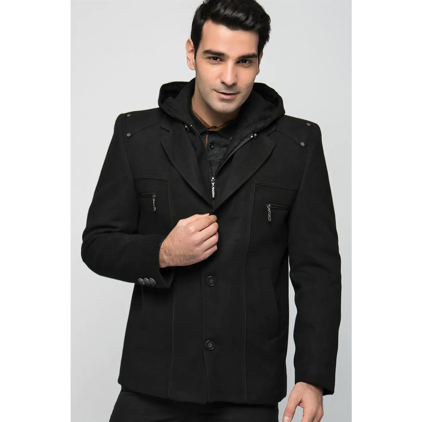 K7532 DEWBERRY MEN's COAT-BLACK