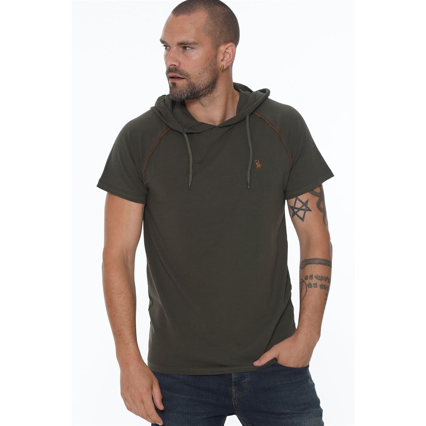 T8570 DEWBERRY HOODED MEN's T-SHIRT-RIGHTS