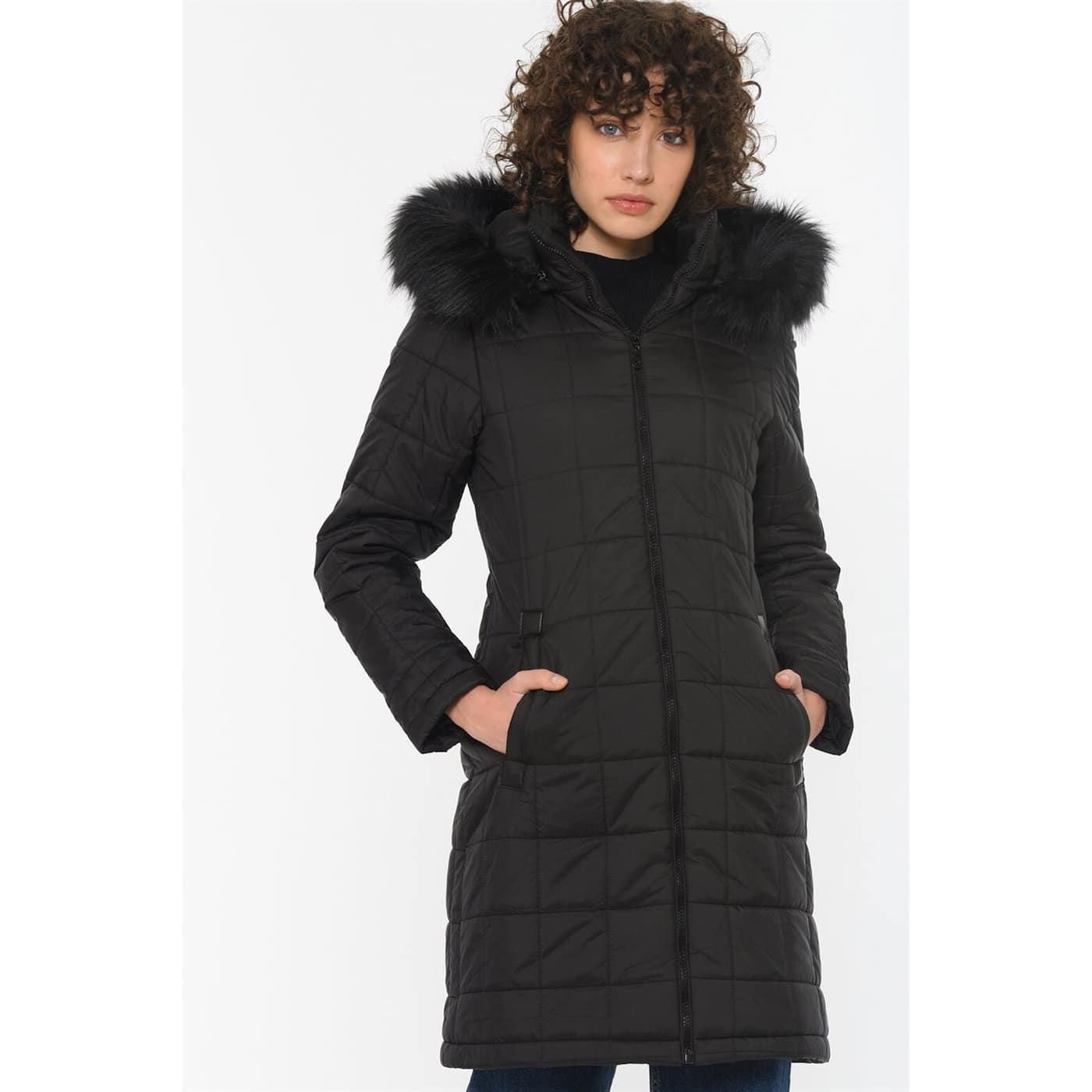 Z6653 DEWBERRY WOMEN'S KABAN-BLACK