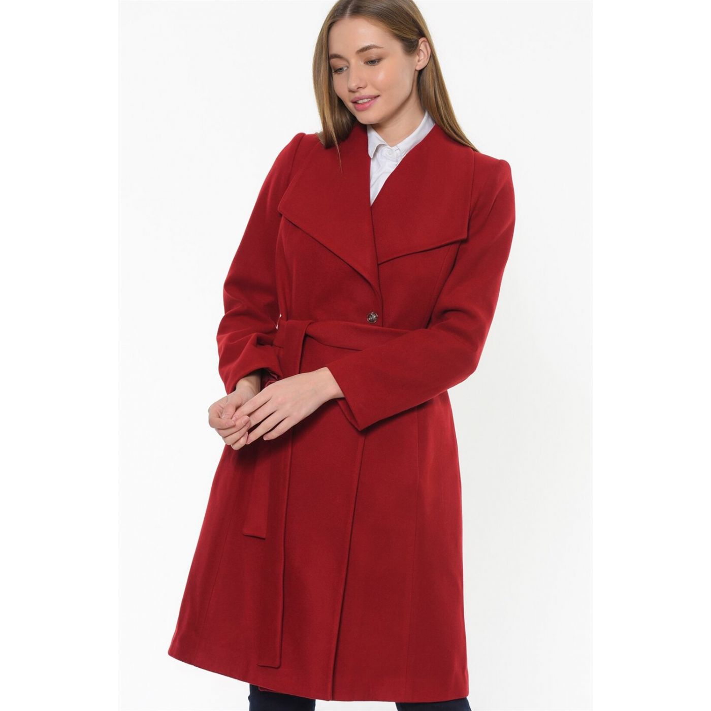Z6618 DEWBERRY WOMEN KABAN-BORDO