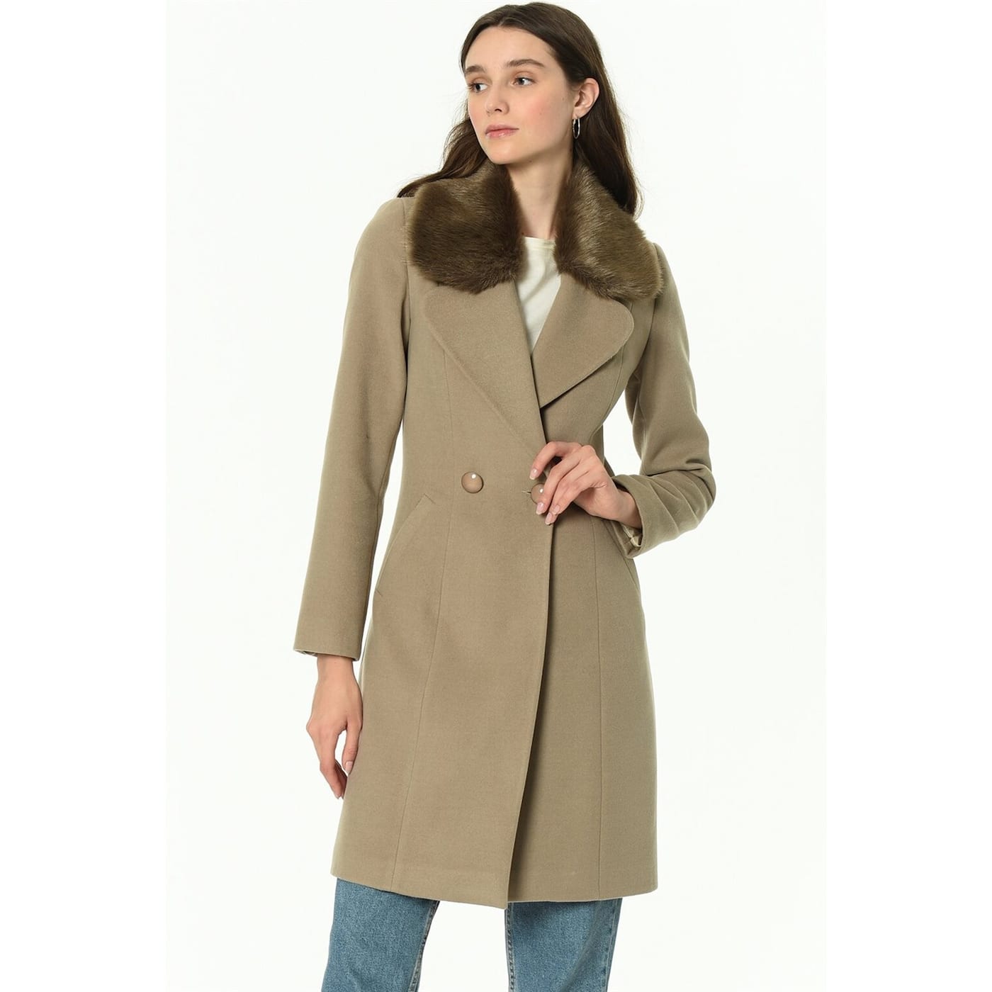 Z6643 DEWBERRY WOMEN KABAN-BEJ