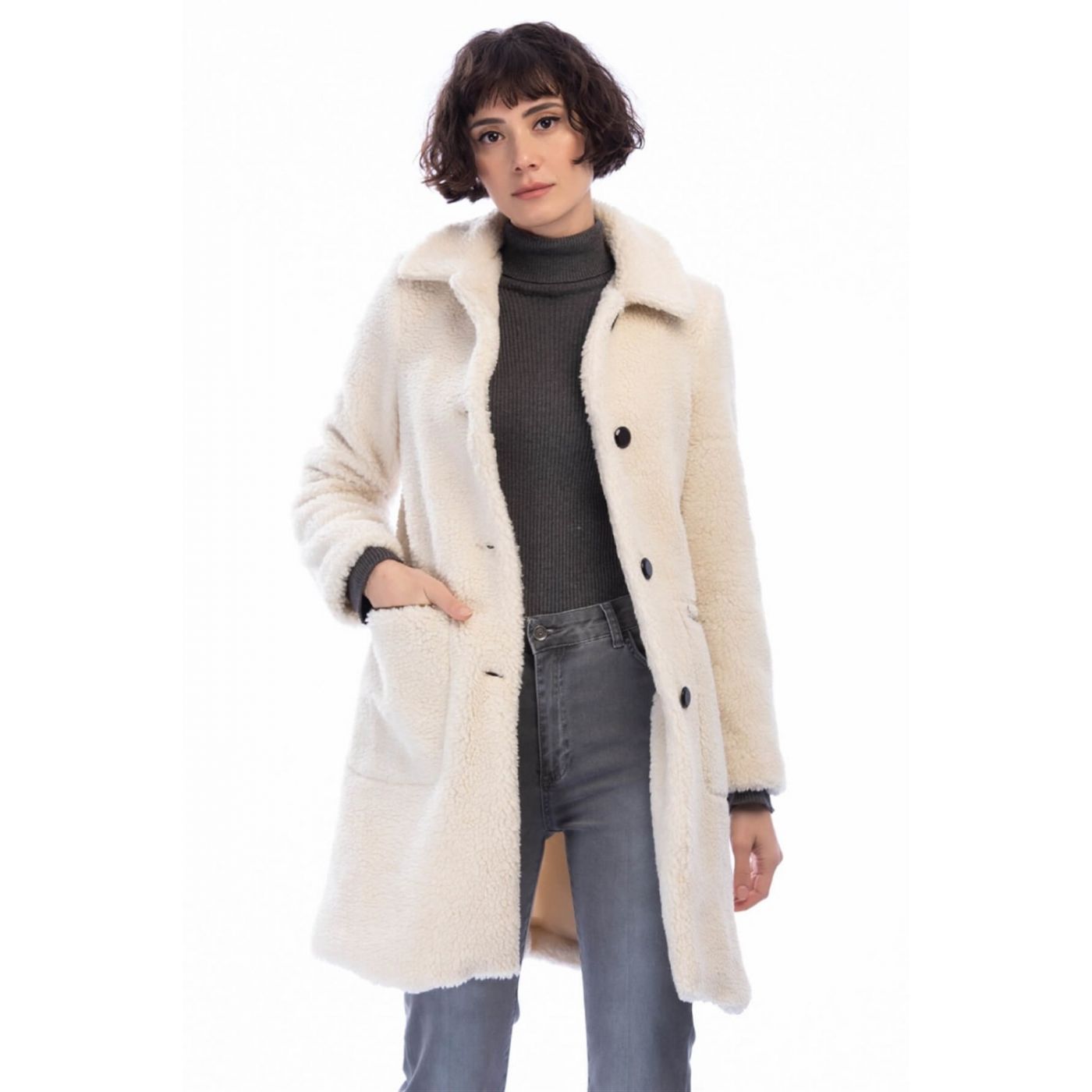 Z6604 DEWBERRY WOMEN LAMBY KABAN-BEJ
