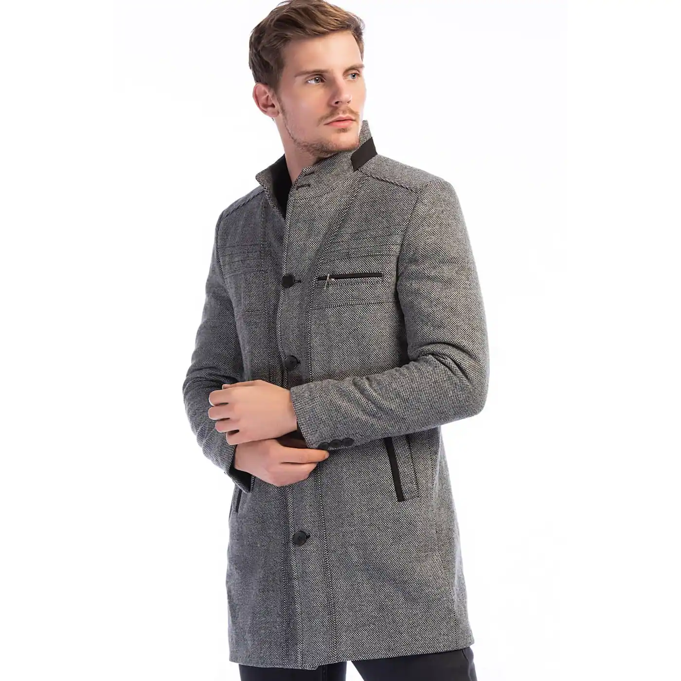 PLT8356 DEWBERRY MEN's COAT-PATTERNED GREY