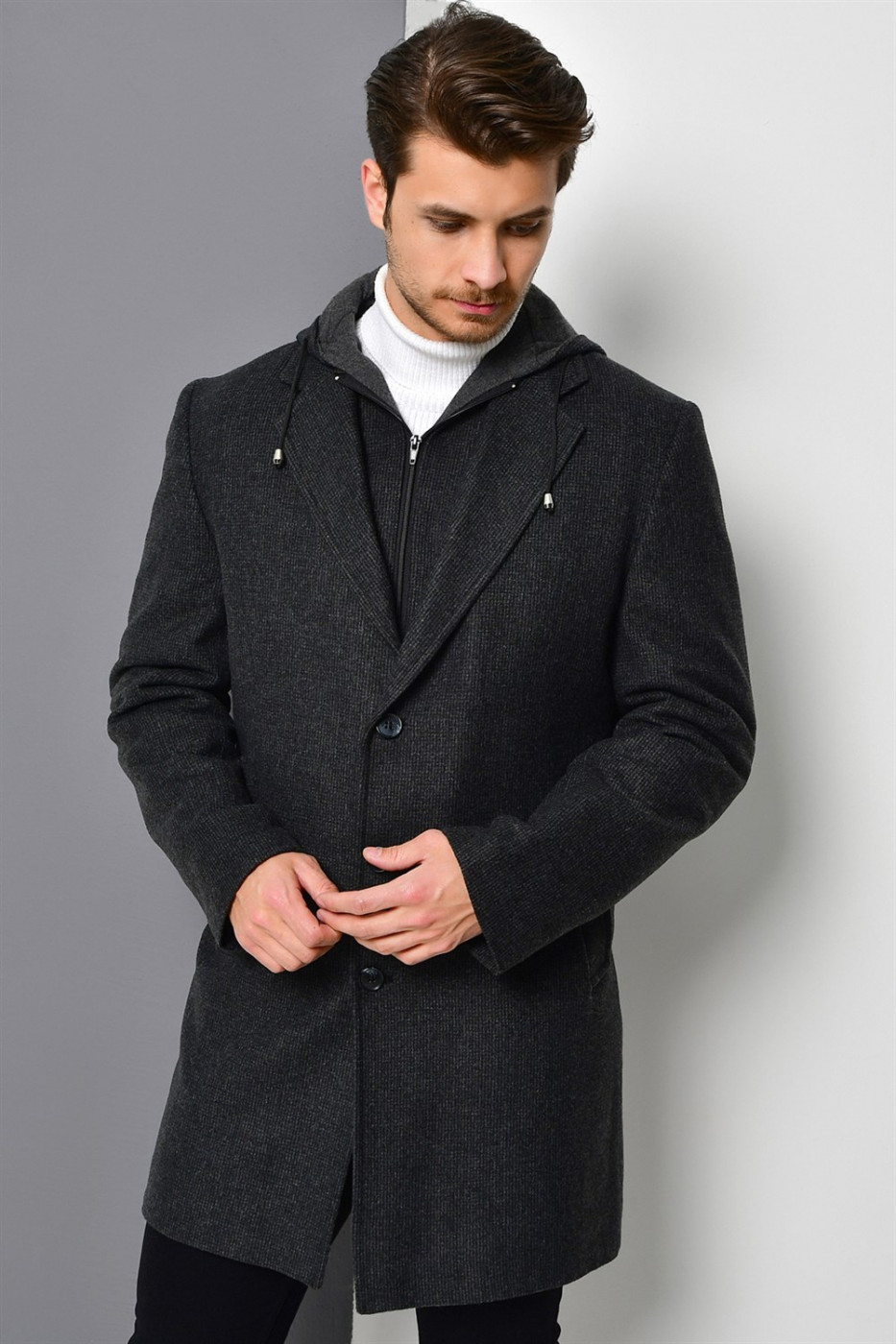PLT8207 DEWBERRY BATTAL COAT-SQUARE ANTHRACITE