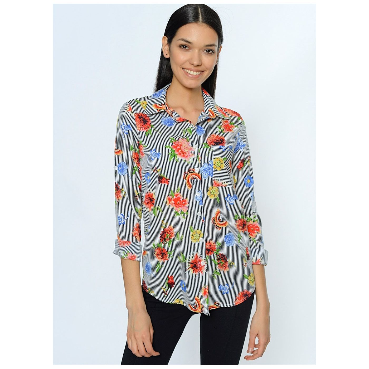 Z6205 DEWBERRY WOMEN'S SHIRT-BLACK