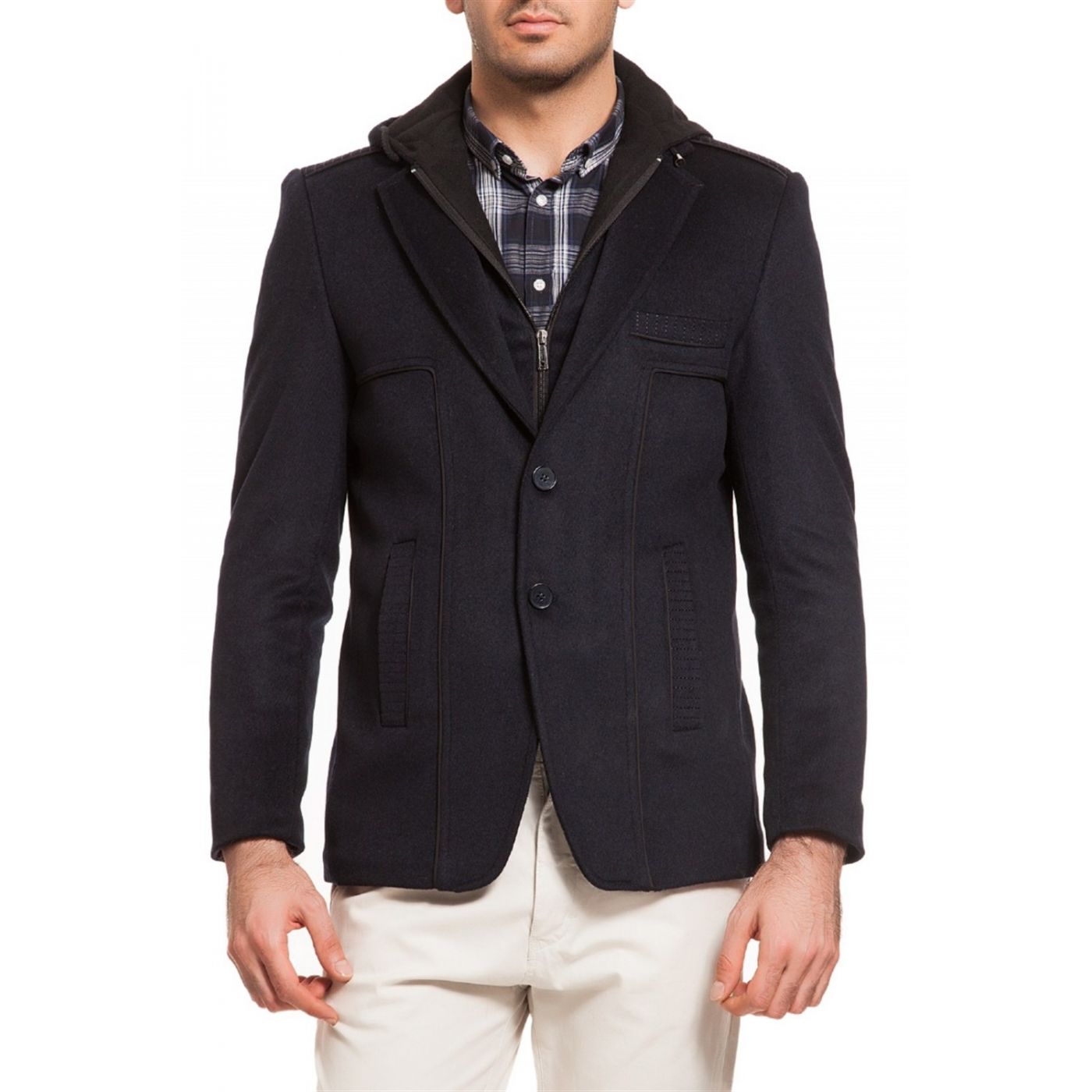 K7501 DEWBERRY COAT-PATTERNED LACİVERT